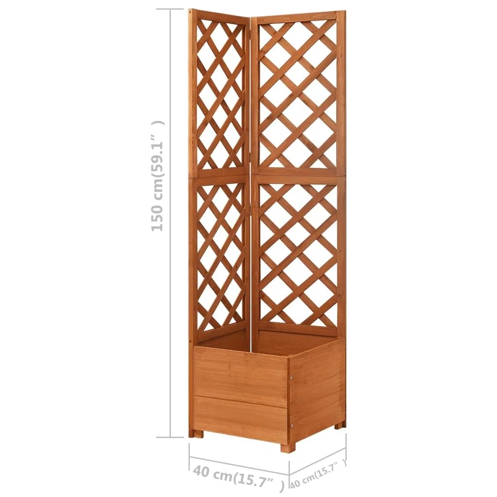 vidaXL Bois de Sapin Massif Jardinière d'angle en Treillis Bac à Fleurs Pot de Plantes Jardin Balcon Terrasse Patio Extérieur 40x40x150 cm
