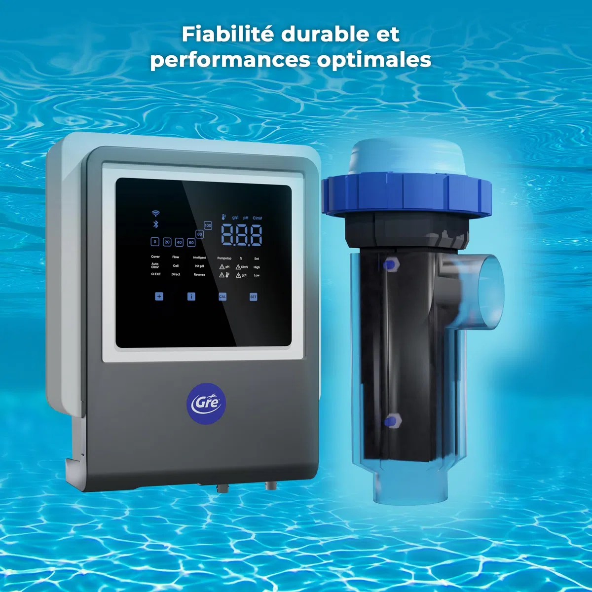 Gre SWGA60 - Angeschlossene Salzelektrolyse, All-in-One mit PH-Controller, für Pools BIS zu 60 m3