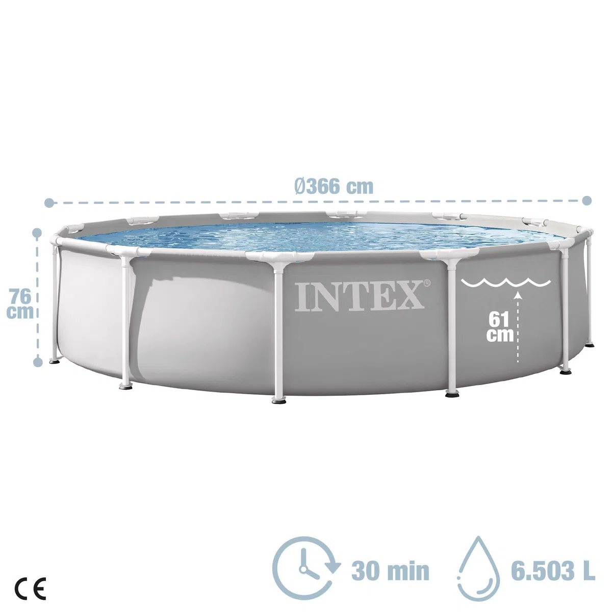 Intex kit piscinette prism frame ronde tubulaire (ø)3,66 x (h)0,76m 26712 Gris Clair