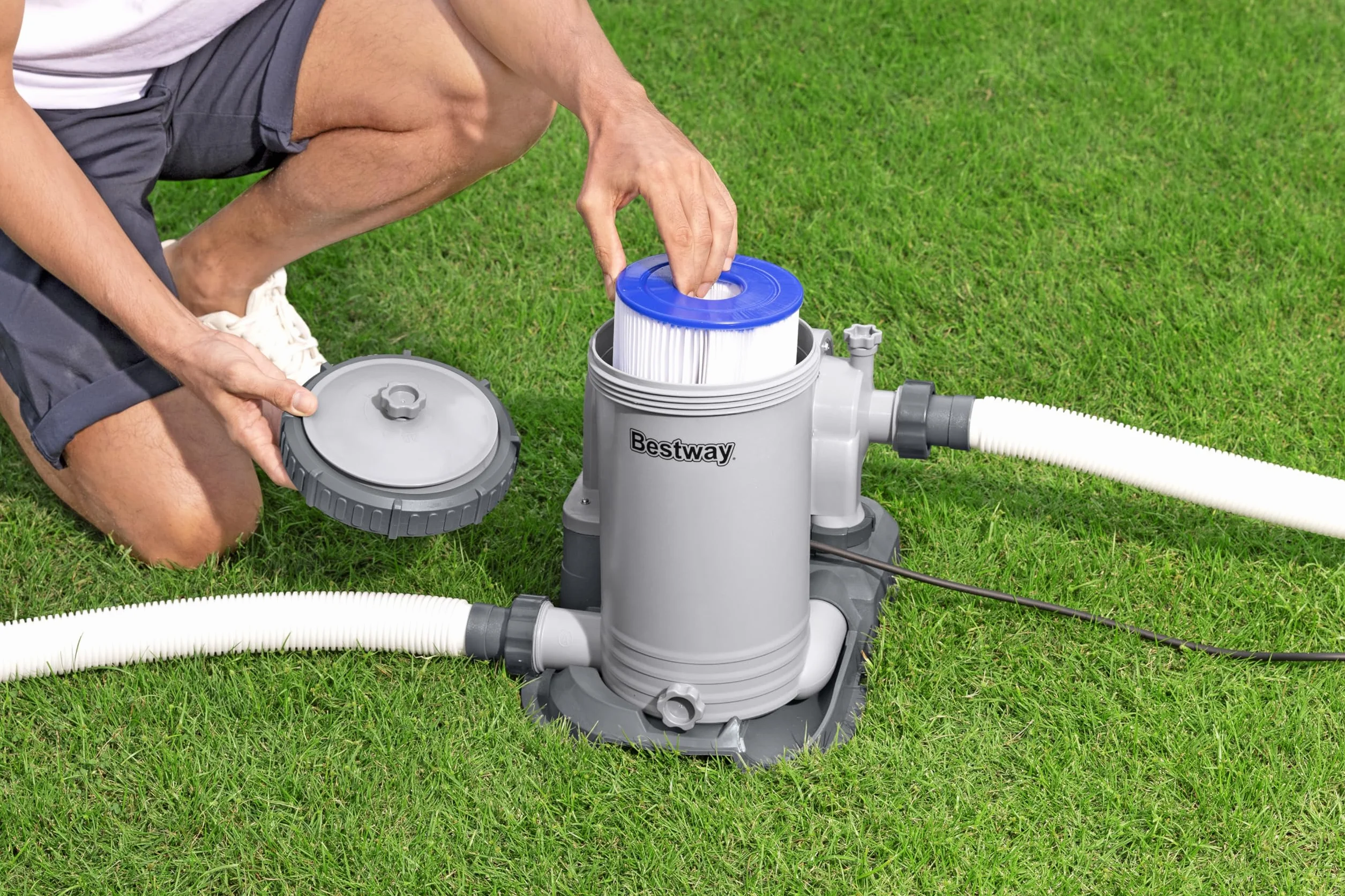Bestway Pompe de filtration à cartouche pour piscine hors sol 9 463 L - 42 cm x 30 cm x 37 cm - Gris