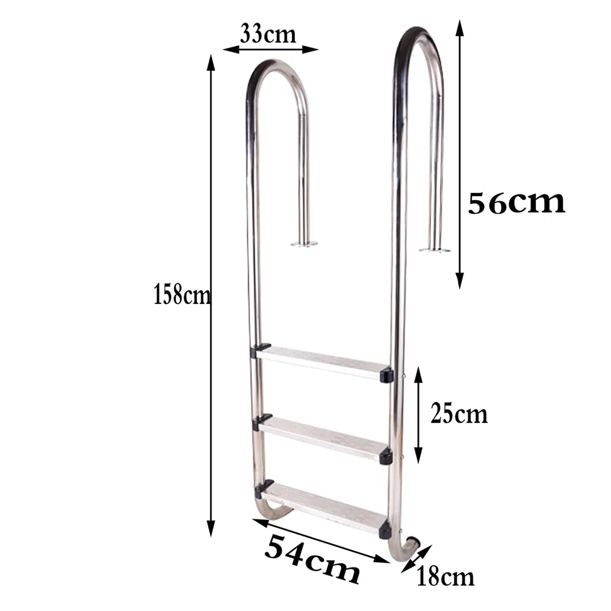 Échelle de Piscine SilteD, sans échelle d'escalade de Piscine intérieure et extérieure en Acier Inoxydable 304 pré-intégrée, échelle antidérapante à Source Chaude, avec 3 marches