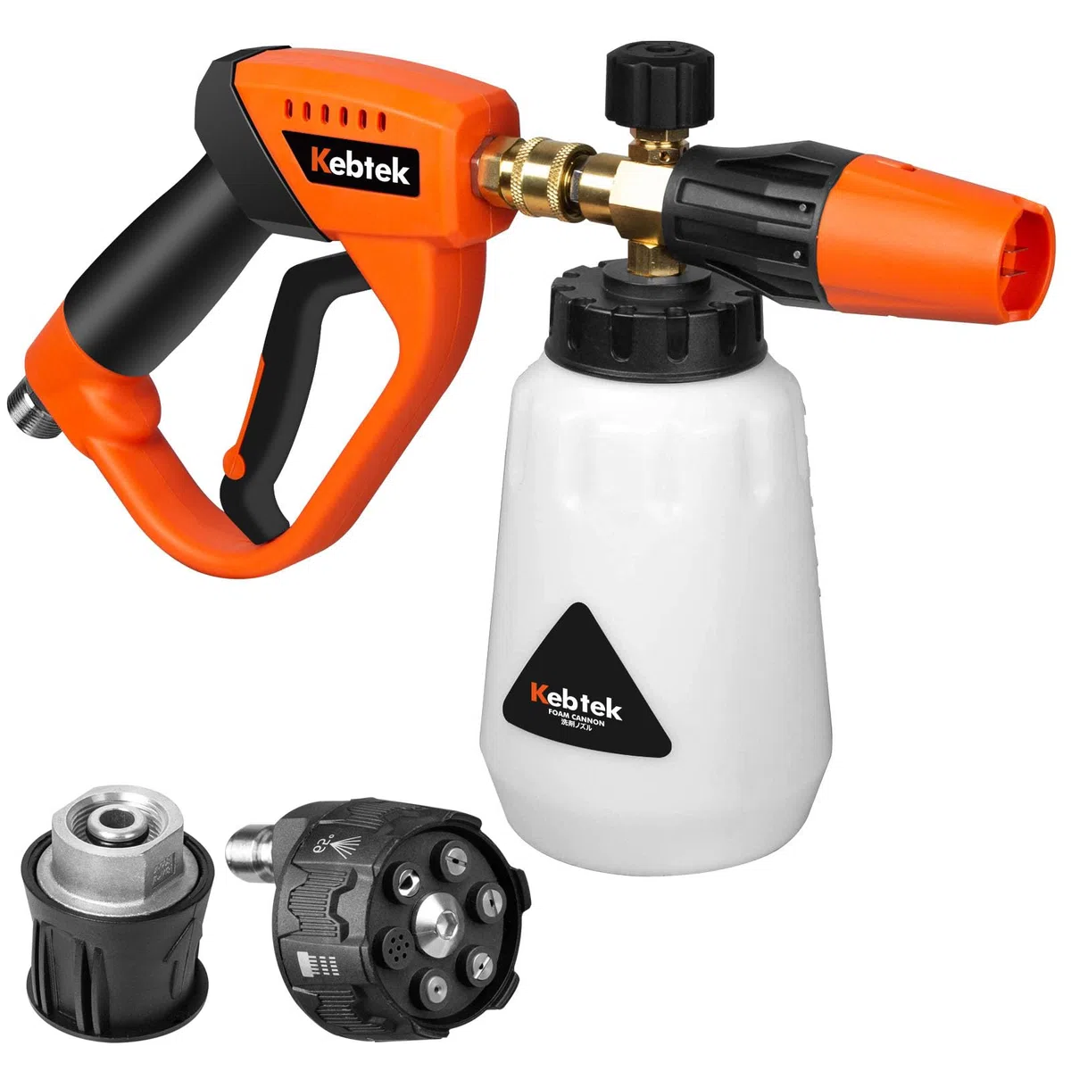 Kebtek Canon à Mousse et Pistolet Haute Pression 5200 PSI pour Lavage Voiture Auto, avec 6-en-1 Embouts de Buse et Adaptateur Compatible avec Karcher K2-K7 (MRP-001-A)