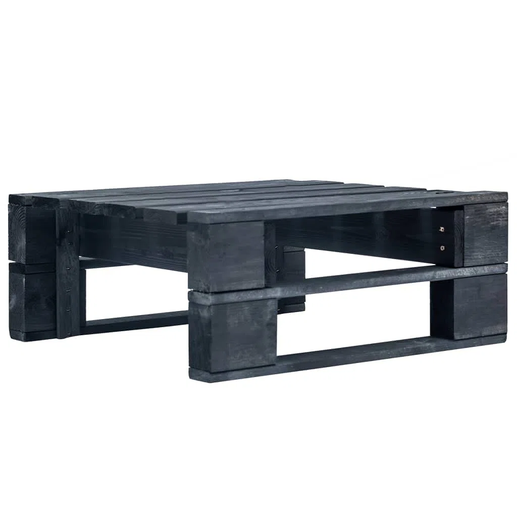 vidaXL Repose-Pied Palette de Jardin Noir Table Basse Terrasse Salon Bois