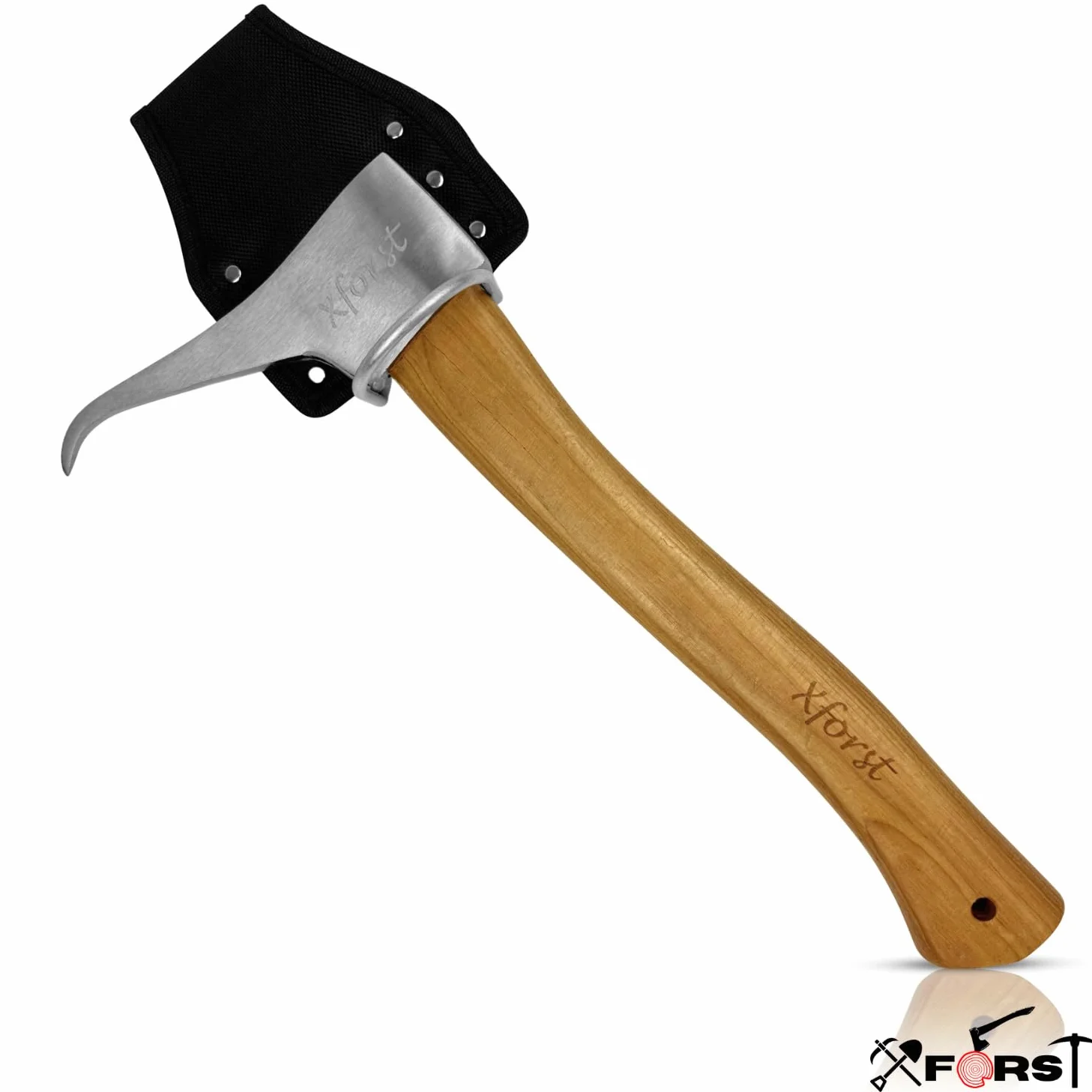 Xforst Sappie à Main – Set 2 pièces avec Support de Ceinture, Sapie Longue 70 cm + Sapie Courte 38 cm, Outil forestier forgé en Acier Carbone, Manche Hickory – X-P500L & X-P50BX