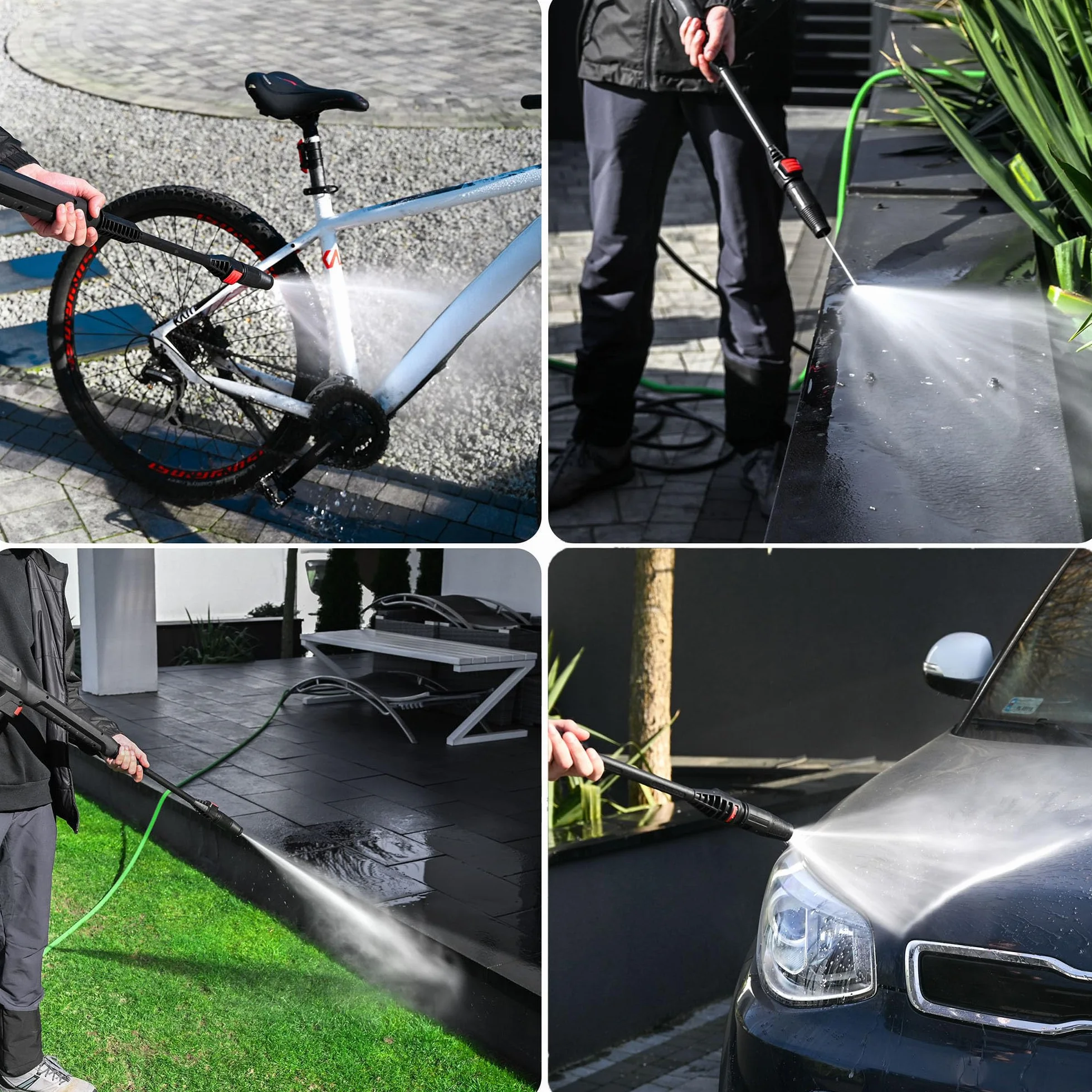 LEHMANN Jukon Nettoyeur Haute Pression, 1600 W, Max. 200 Bar, Débit 480 l/h, Tuyau 5 m, Pompe en Aluminium, Buse réglable & rotative, Lance à Mousse, Idéal pour Maison, Jardin, Terrasse, Voiture