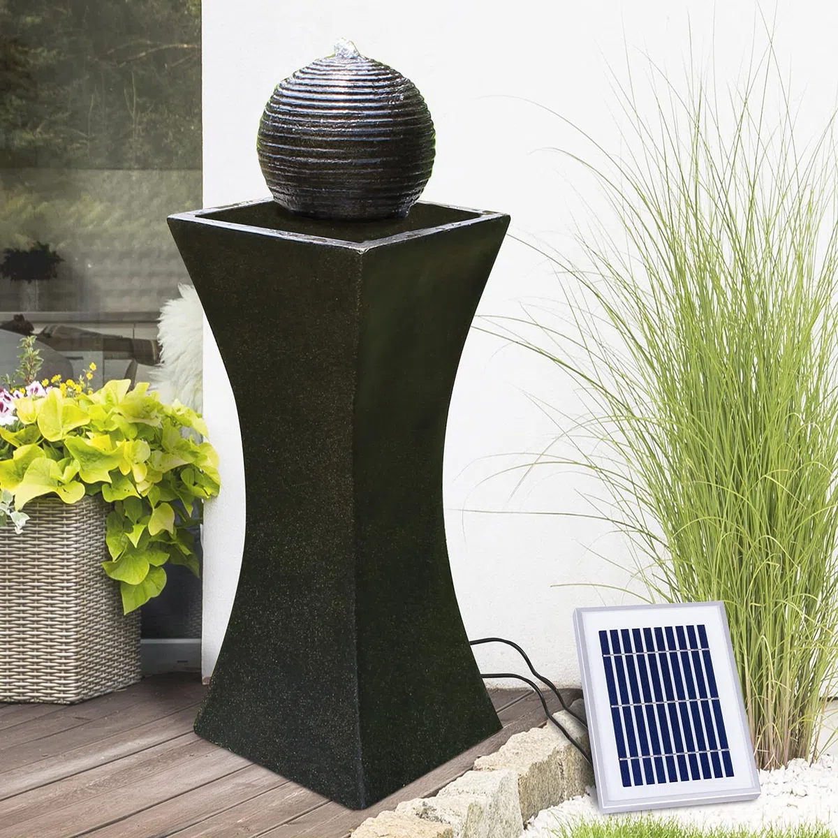 Fontaine de Jardin Solaire - Fontaine pour Oiseaux - Décoration de Jardin avec Pompe - Jeu d'eau pour Jardin, terrasse, Balcon - Très décorative (ELEGANTIA)