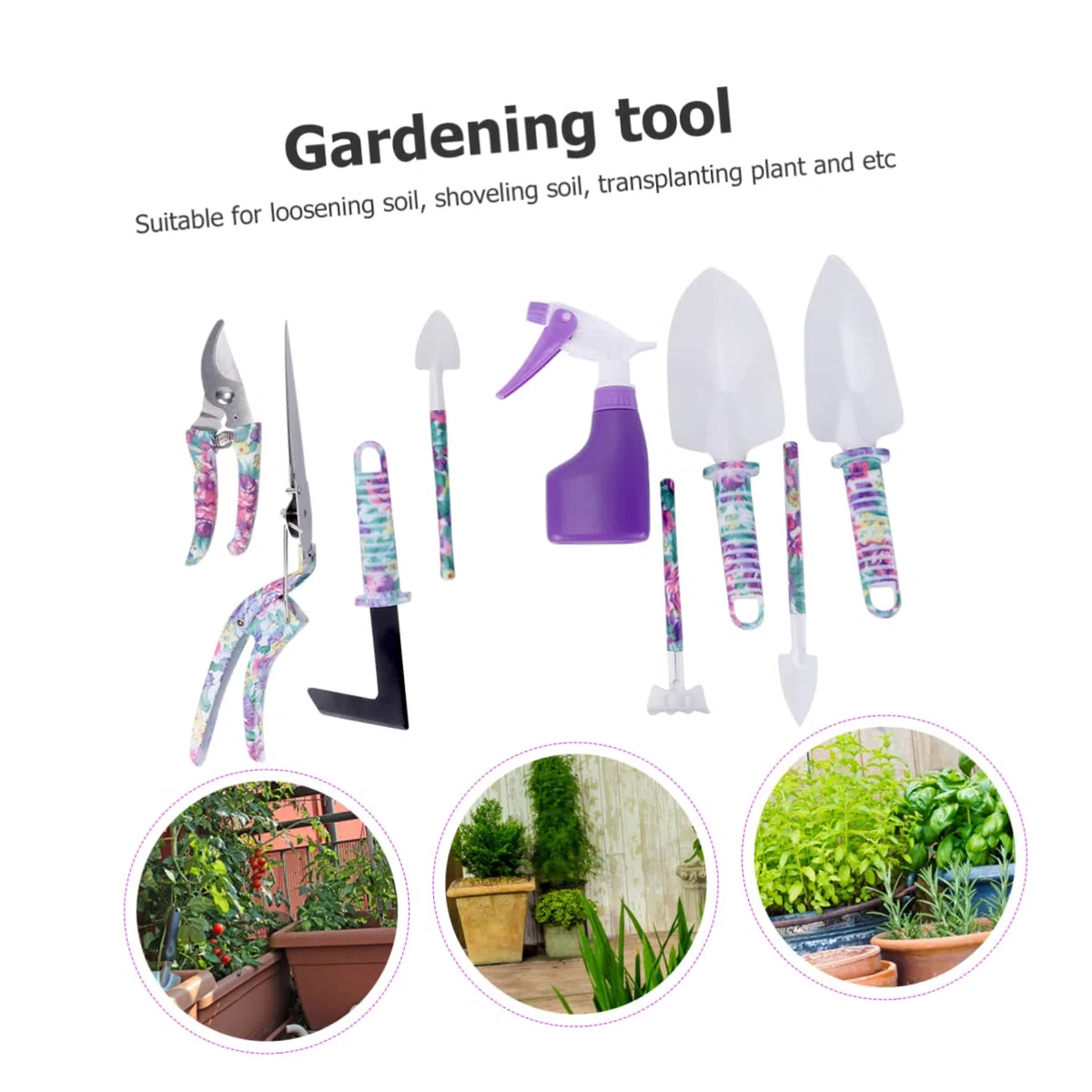 SUPVOX 10 Pièces Kit Outils Jardinage Truelle Râteau Sécateur Pelle Outillage Jardin Cadeau Jardinage Femmes Hommes