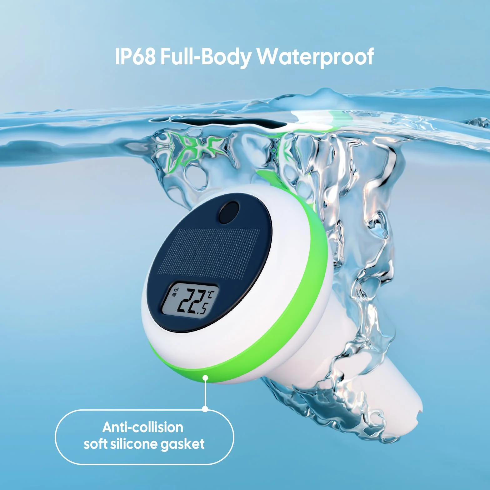 Inkbird Thermomètre Piscine WiFi Solaire Combinaison, Moniteur Intérieur Multifonctionnel avec Info Météo, Contrôle App, Alarme Intelligente