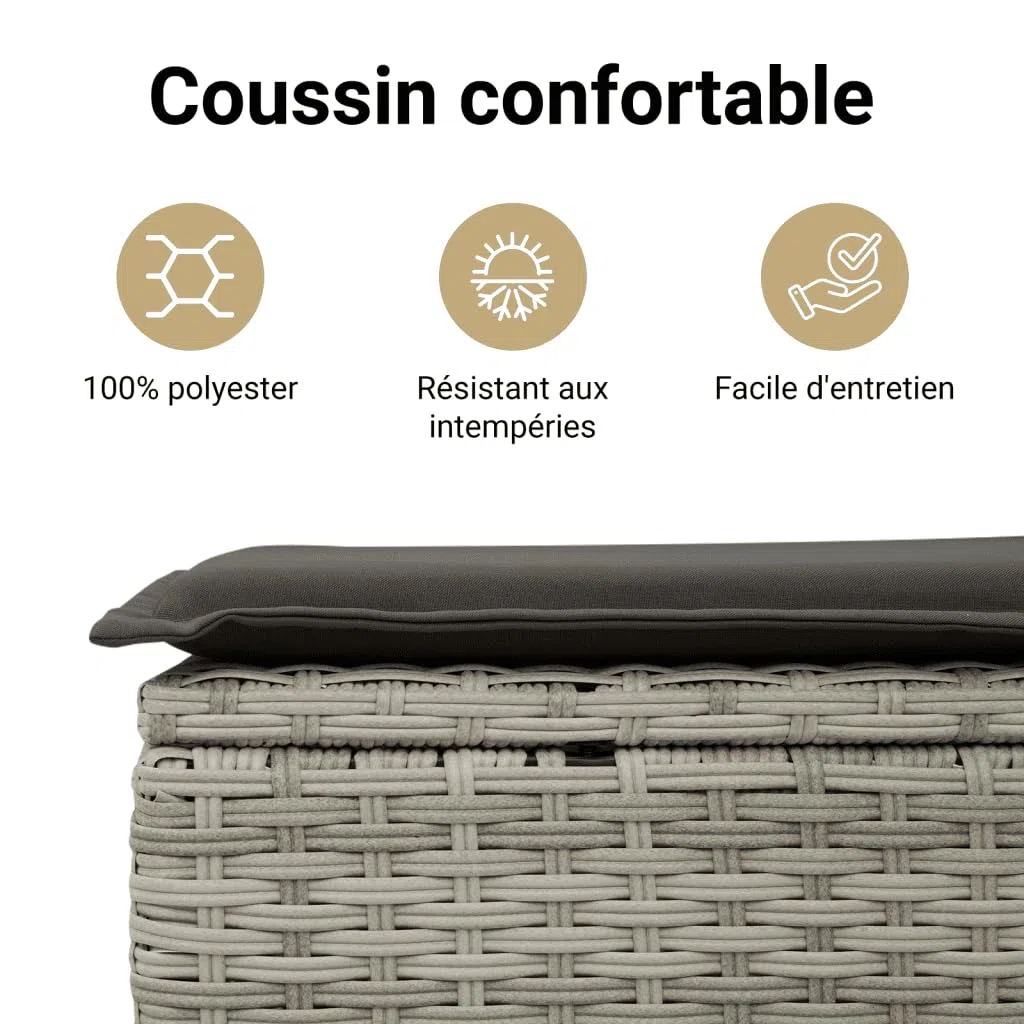 vidaXL Ensemble à Manger de Jardin avec Coussins 5 pcs, Table et Chaise de Terrasse, Meubles de Patio, Mobilier d'Extérieur, Gris Clair Résine Tressée