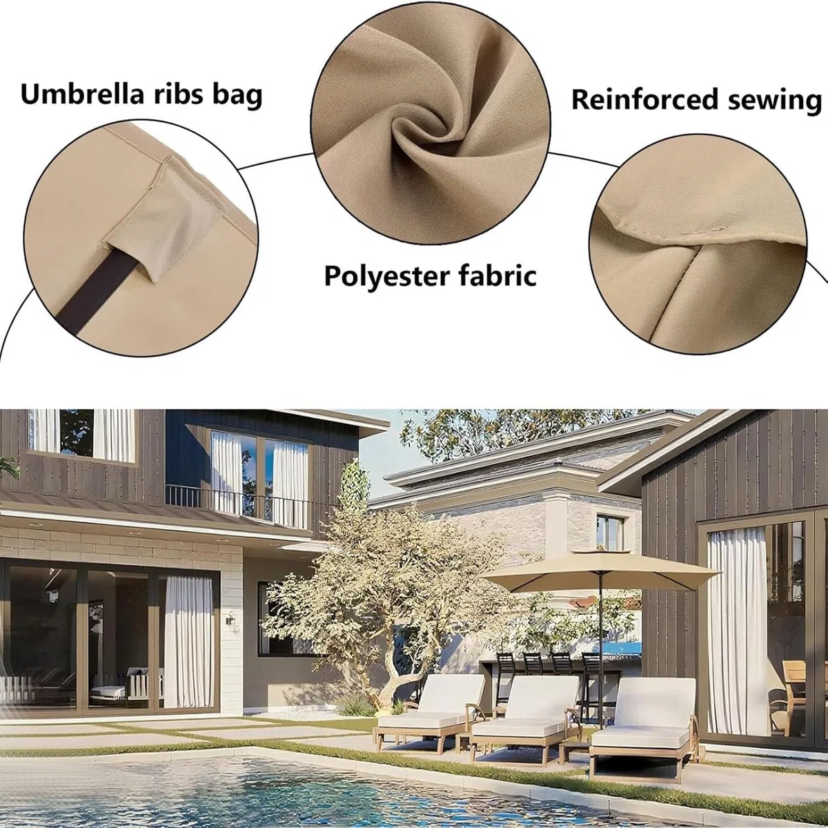 Auvent de Remplacement pour Parasol Déporté, 2.5x2.5m 3.0x3.0m 8 Baleines Carré Housse De Rechange pour Parasol jardin，Extérieur Toile de Parasol pour Jardin, Terrasse, Marché(Gris,2.5mx2.5m)