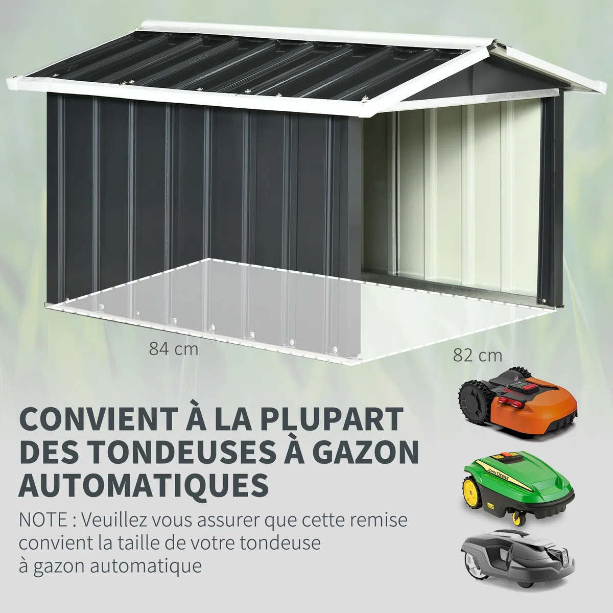 Outsunny Abri de Jardin Tondeuse Robot Tondeuse à Gazon - Garage Tondeuse Robot - tôle d'acier Grise
