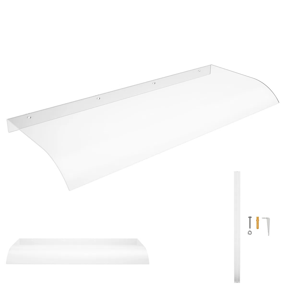 Froadp Auvent pour porte d’entrée Couverture 50 x 120 cm Toit de porte en PET transparent 3,5 mm d’épaisseur Toit de terrasse Protection contre la pluie et UV Auvent pour porte Fenêtre Balcon Garage
