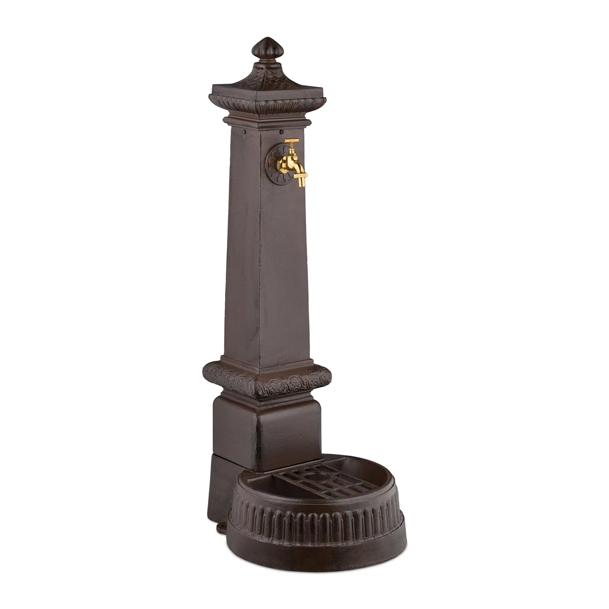 Relaxdays Fontaine extérieure pour Le Jardin ou la terrasse, Robinet, bac, HLP : 100 x 44,5 x 38 cm, Marron