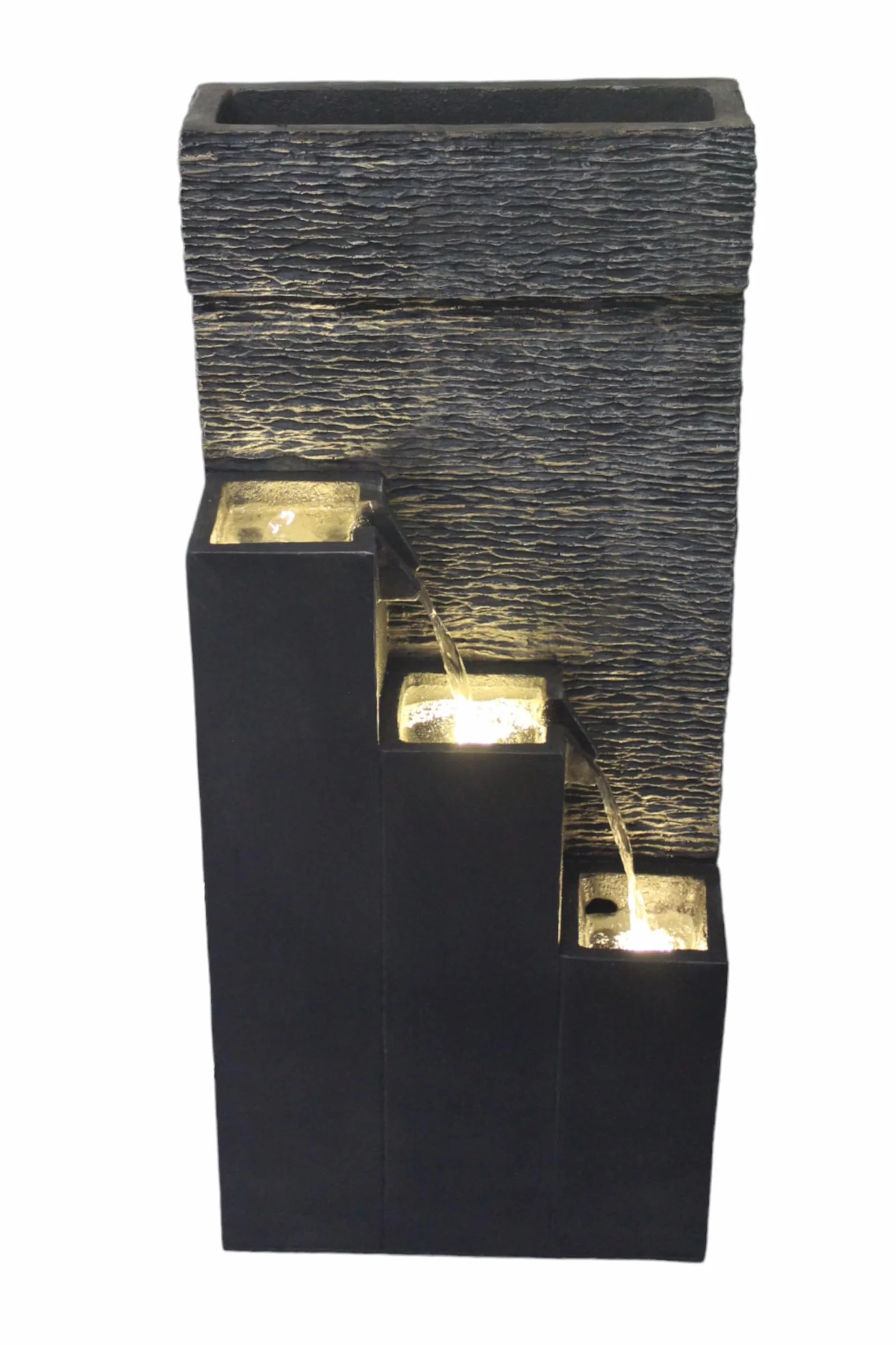 BK846 Grande fontaine avec lumières LED Fontaine de jardin avec bassins décoratifs cascade (101 x 43 x 25,5 cm)