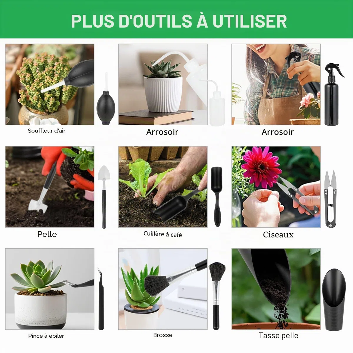 Outils Jardinage Outils de Jardinage Tapis de Rempotage 16 Pièces avec Tapis de Rempotage Pliable Outils Succulentes Idéal et Plantes d'Intérieur