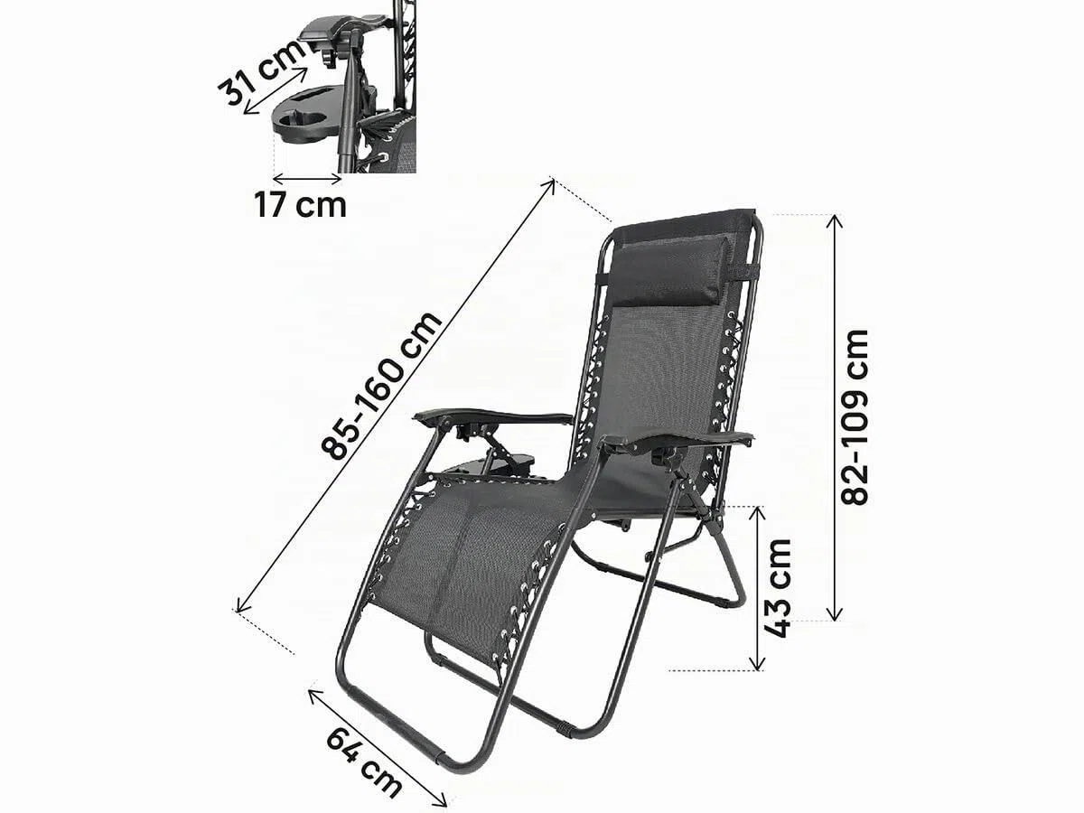 Fauteuil de Jardin Relax zéro gravité Sintra - Noir