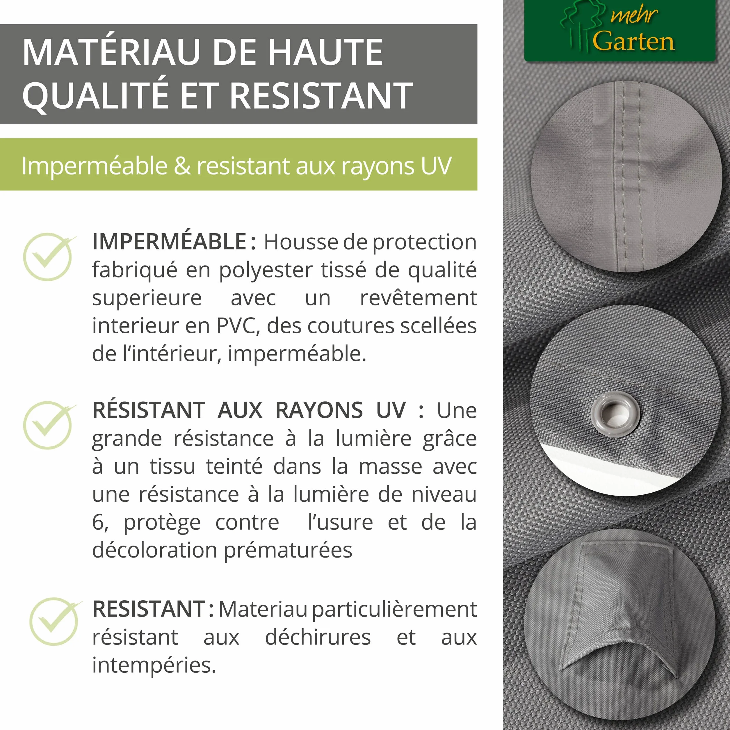 Housse de Protection pour Table Basse de Jardin | 100 x 100 x 45 cm | Polyester tissé Oxford 600D, Couleur : Gris