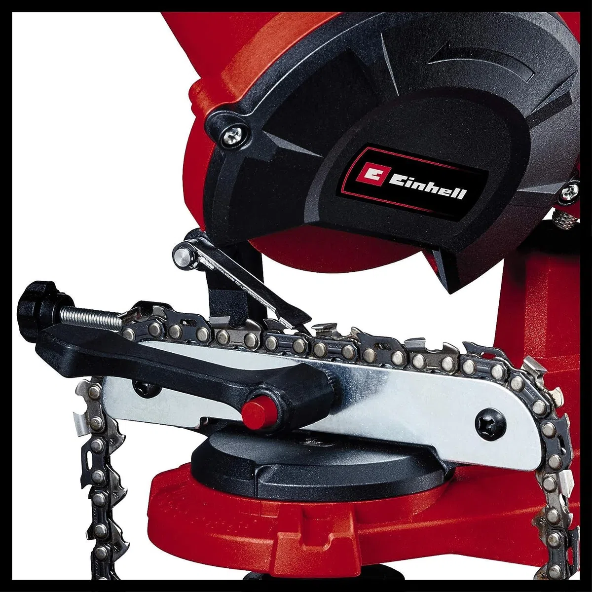 Einhell Affûteuse de chaîne de tronçonneuse sans fil GE-CS 18 Li - Solo Power X-Change (18V, Dispositif de serrage, Livrée avec 1 meule abrasive) Livré sans Batterie ni Chargeur