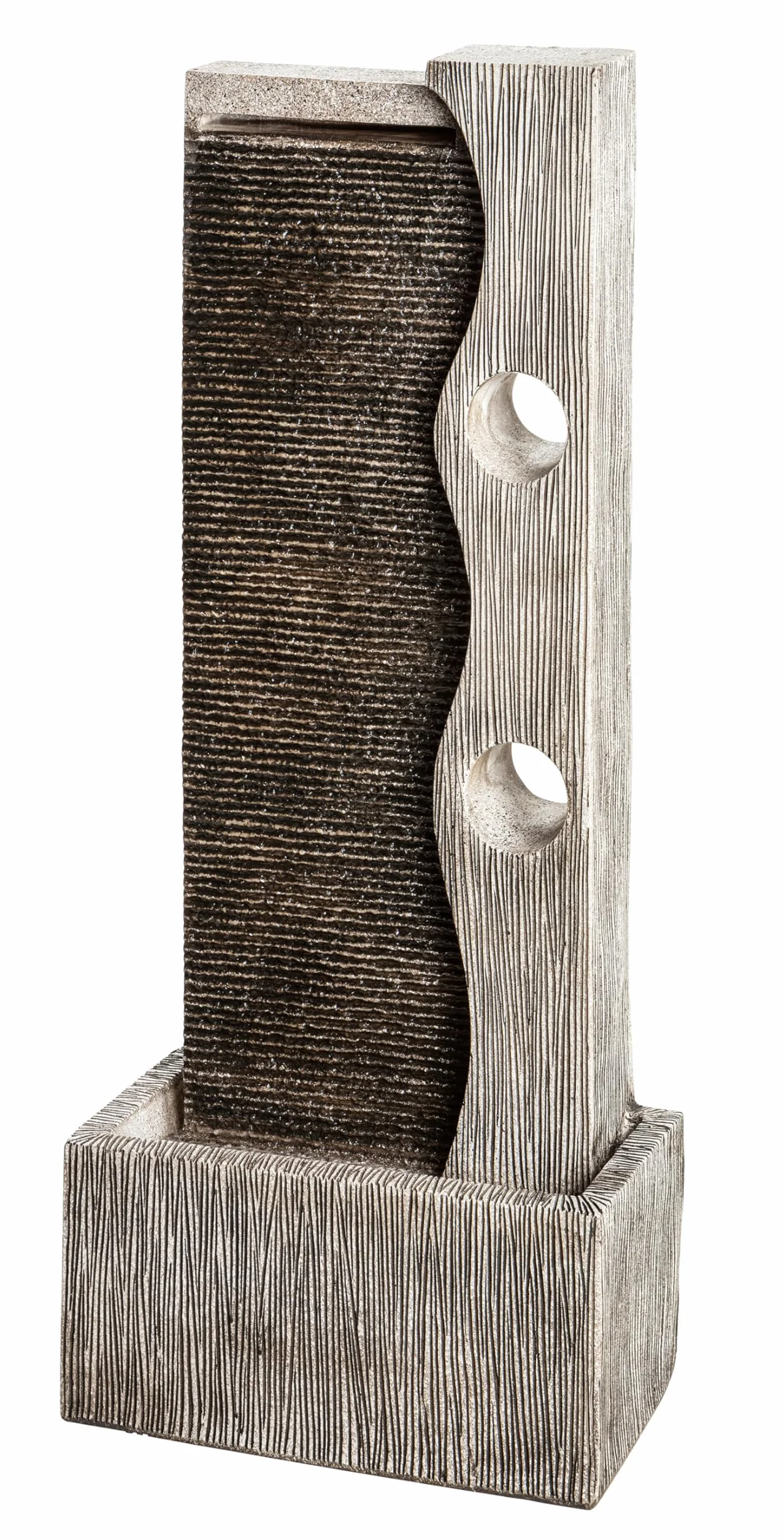 Dehner Fontaine de Jardin Eclipse avec éclairage LED, Environ 100 x 40 x 19,8 cm, polyrésine, Gris