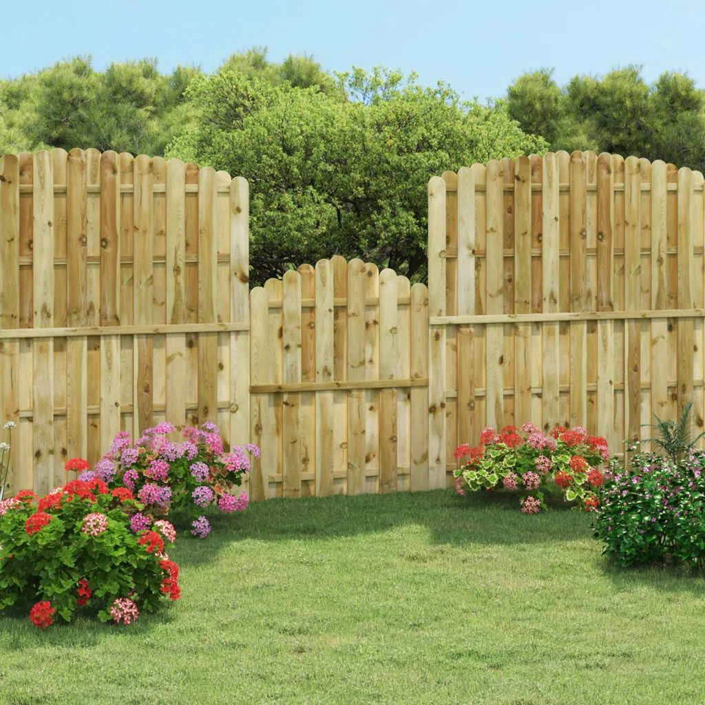 vidaXL Portail de Jardin, Barrière de Sécurité, Portillon avec Clous, Porte de Patio Terrasse Extérieur, Bois Pin Imprégné