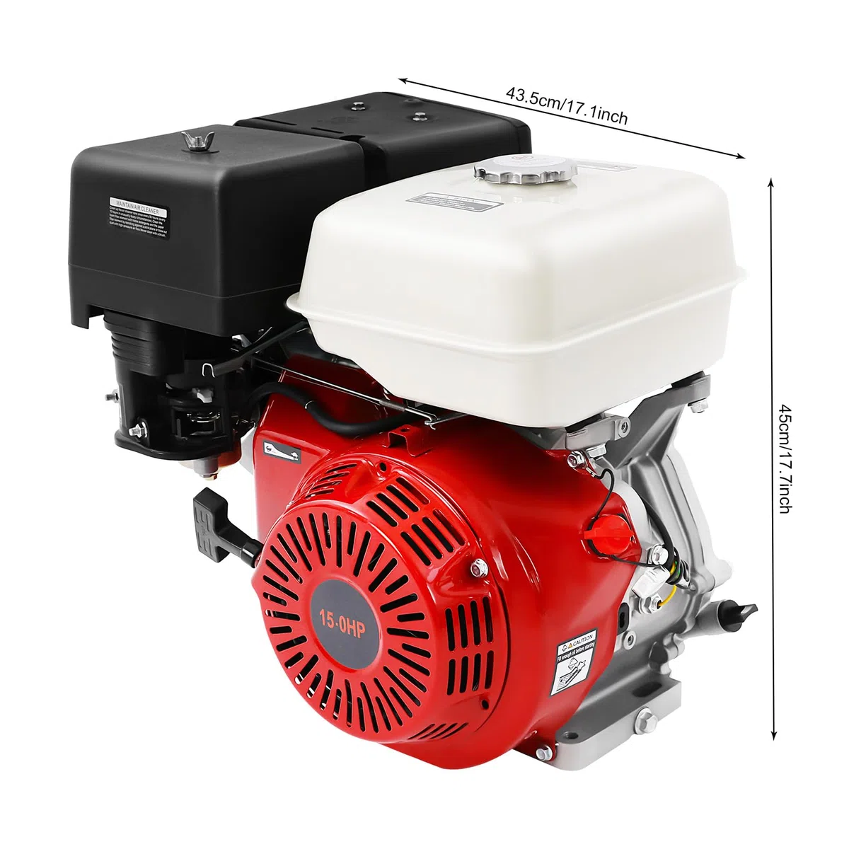 Moteur à 4 temps, moteur à kart, 15 CV, moteur à essence, pour charges lourdes, avec fonction de protection contre les manques d'huile, refroidissement par air, alarme d'huile pour machines à pompe