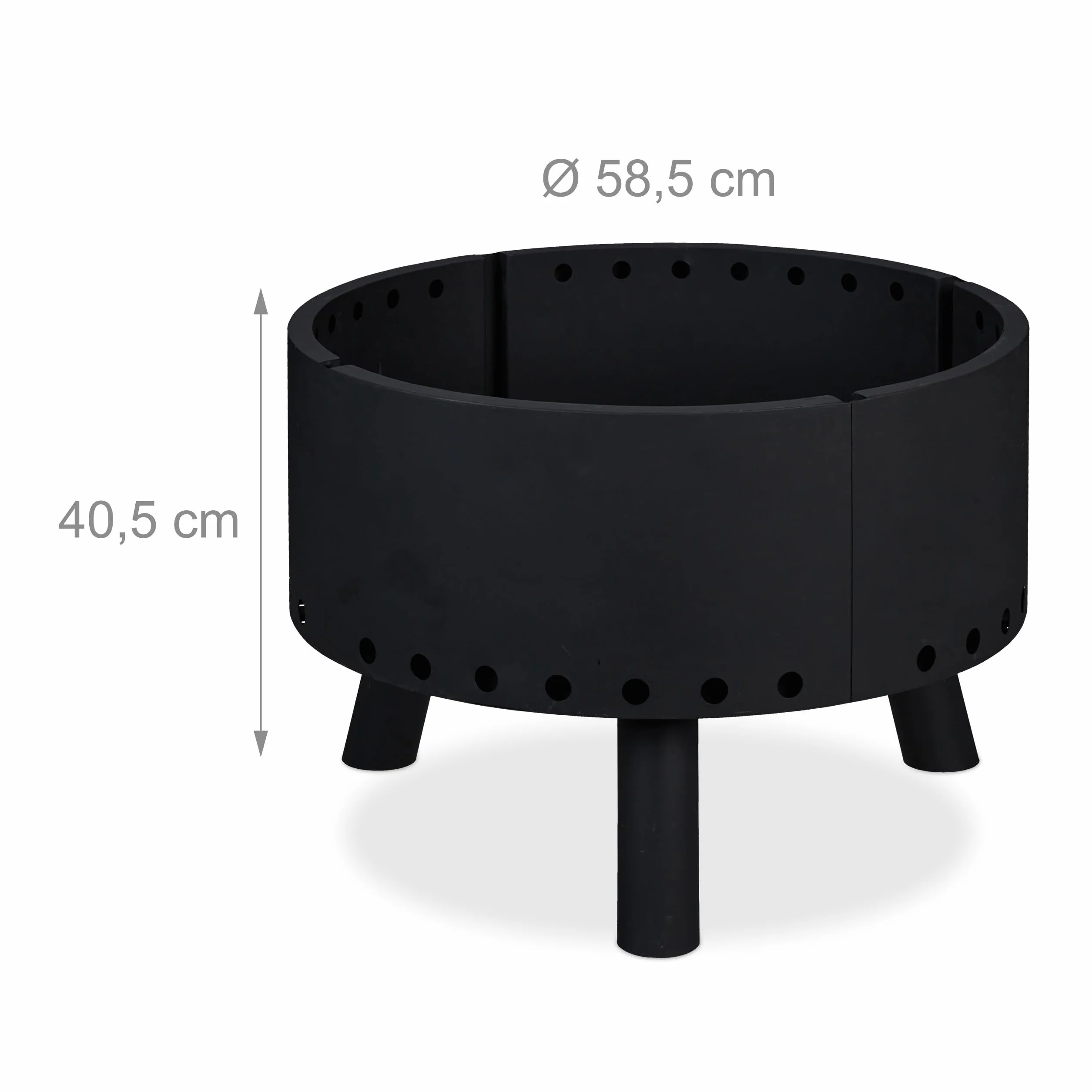 Relaxdays Brasero de Jardin, Bouclier Thermique, tisonnier, Protection des Flammes, bac à feu, HxD 40,5 x 58,5 cm, Noir