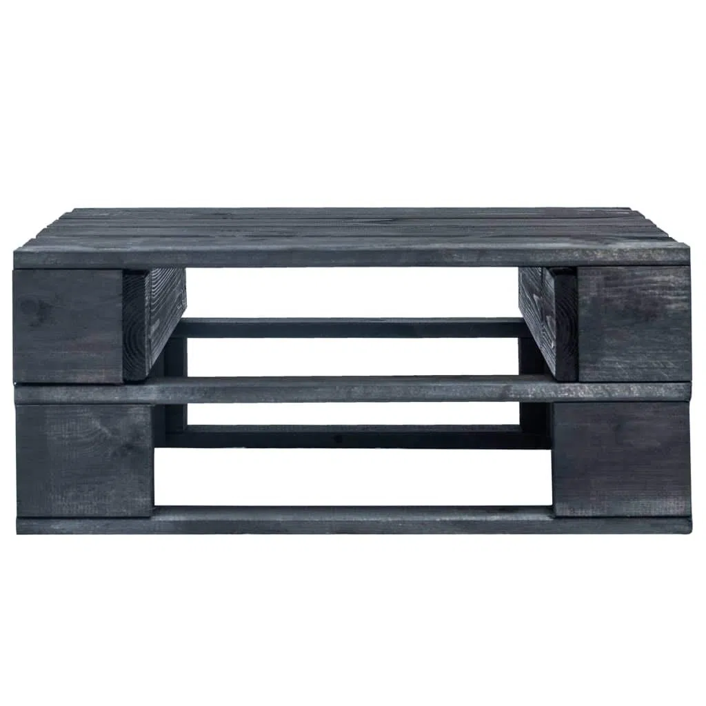 vidaXL Repose-Pied Palette de Jardin Noir Table Basse Terrasse Salon Bois