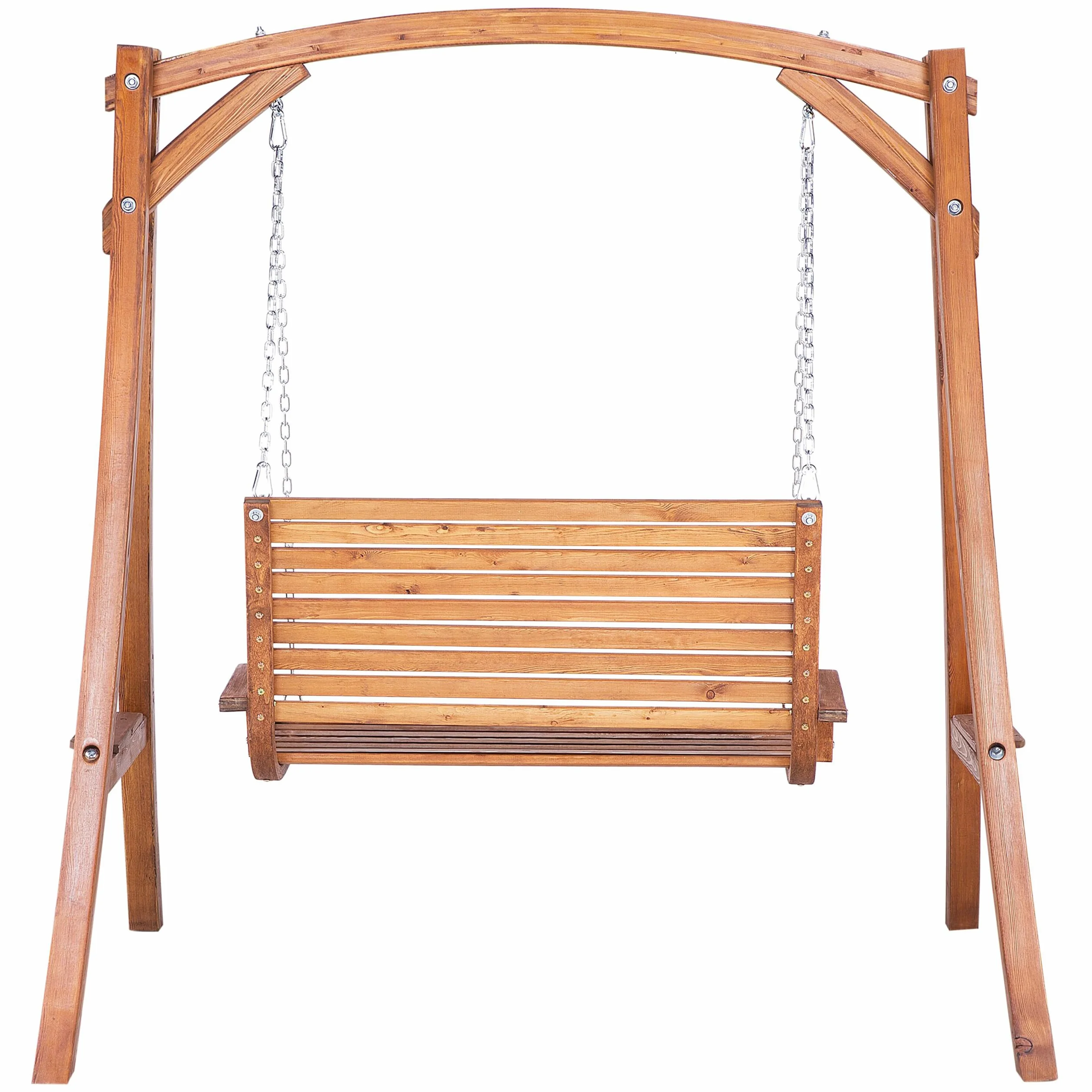 Balancelle de Jardin en Bois Foncé Assise Confortable et Élégante pour Terrasse au Style Campagne Beliani