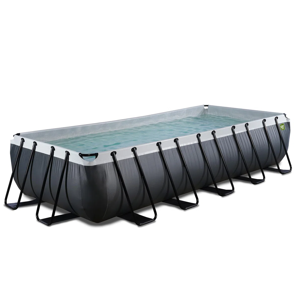 EXIT Toys Piscine Hors Sol Tubulaire Rectangulaire 540 x 250 x 100 cm avec Pompe à Filtre à Sable – pour Familles et Grands Jardins – Cadre en Acier Thermolaqué – Black Leather – Noir