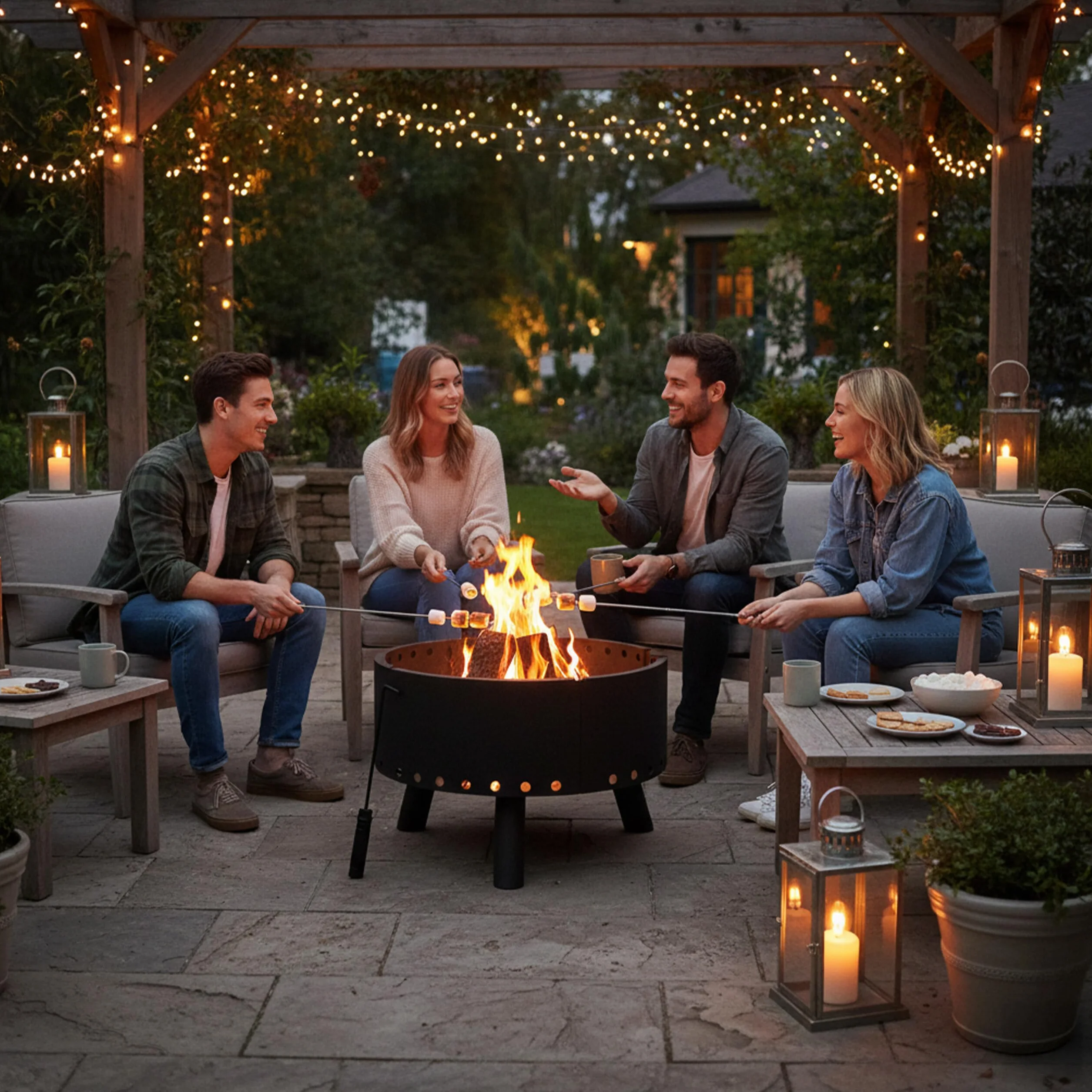 Relaxdays Brasero de Jardin, Bouclier Thermique, tisonnier, Protection des Flammes, bac à feu, HxD 40,5 x 58,5 cm, Noir
