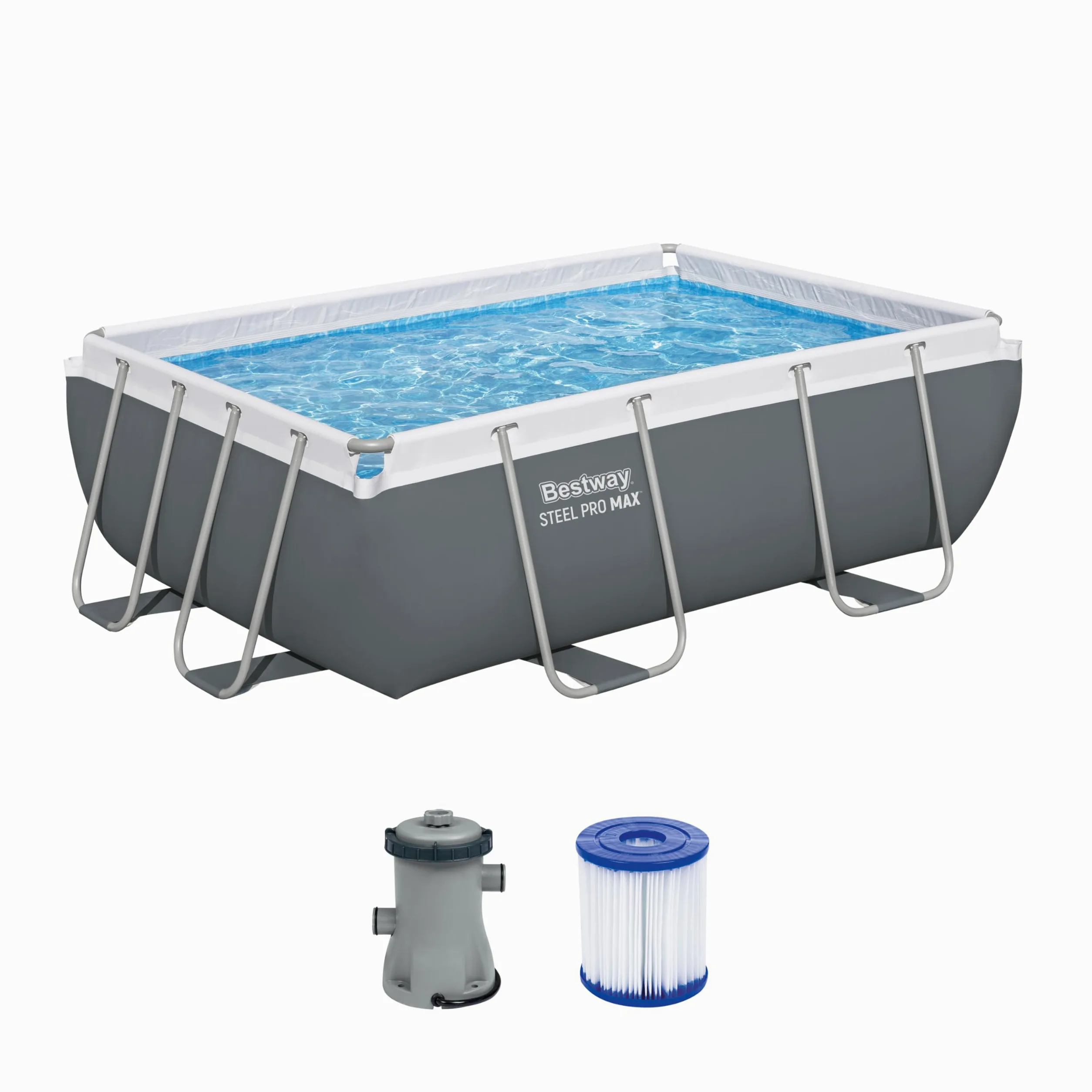 Bestway Steel Pro Max Kit Piscine Hors Sol - 282 cm x 196 cm x 84 cm - Gris