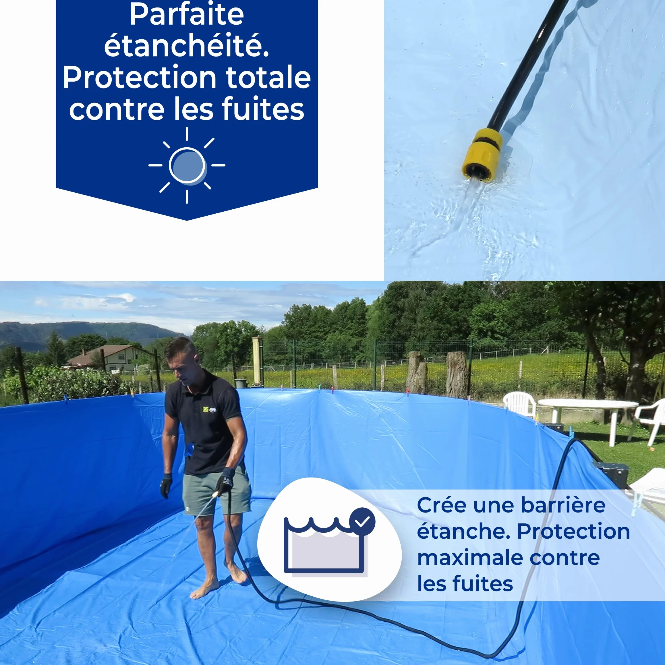 GRE SP2450F - Liner uni Bleu pour piscines Rondes Ø240 H:120cm, épaisseur 30/100e, système Overlap