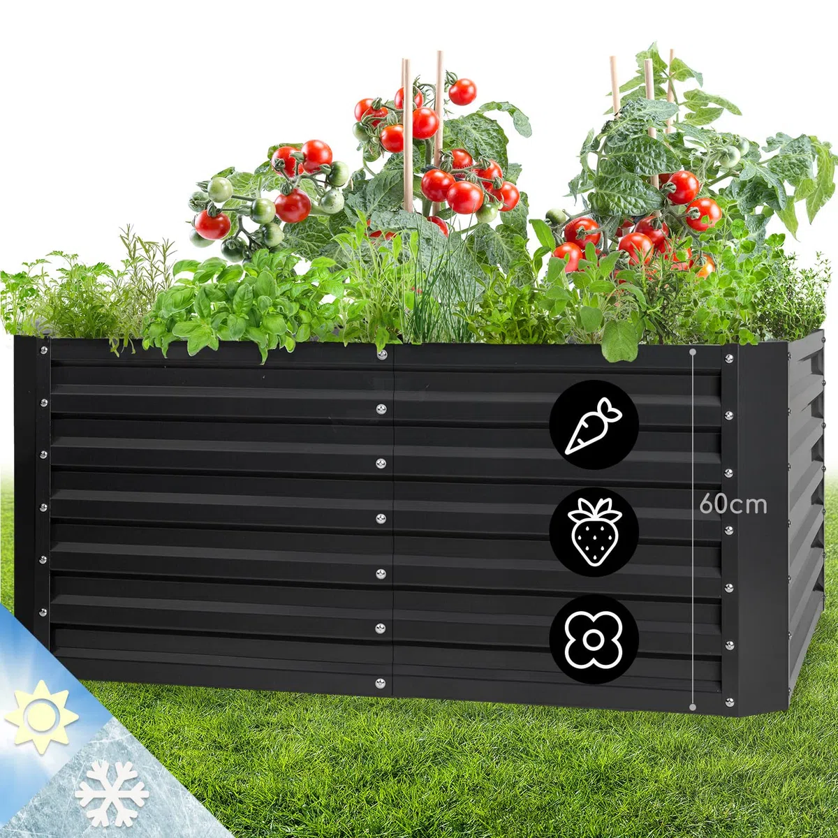 blumfeldt Jardiniere sur Pieds, Espace Potager Jardinage Extérieur, Surélevé en Hauteur, pour Balcon, Bac Potager en Acier, 432L, 1,2 m