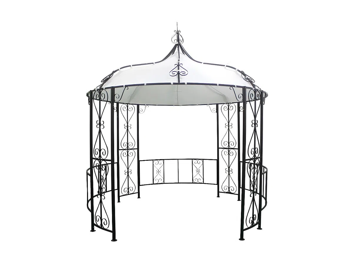 Vente-unique - Kiosque de Jardin en métal façon Fer forgé D300 x H305 cm - Noir - TILCARA