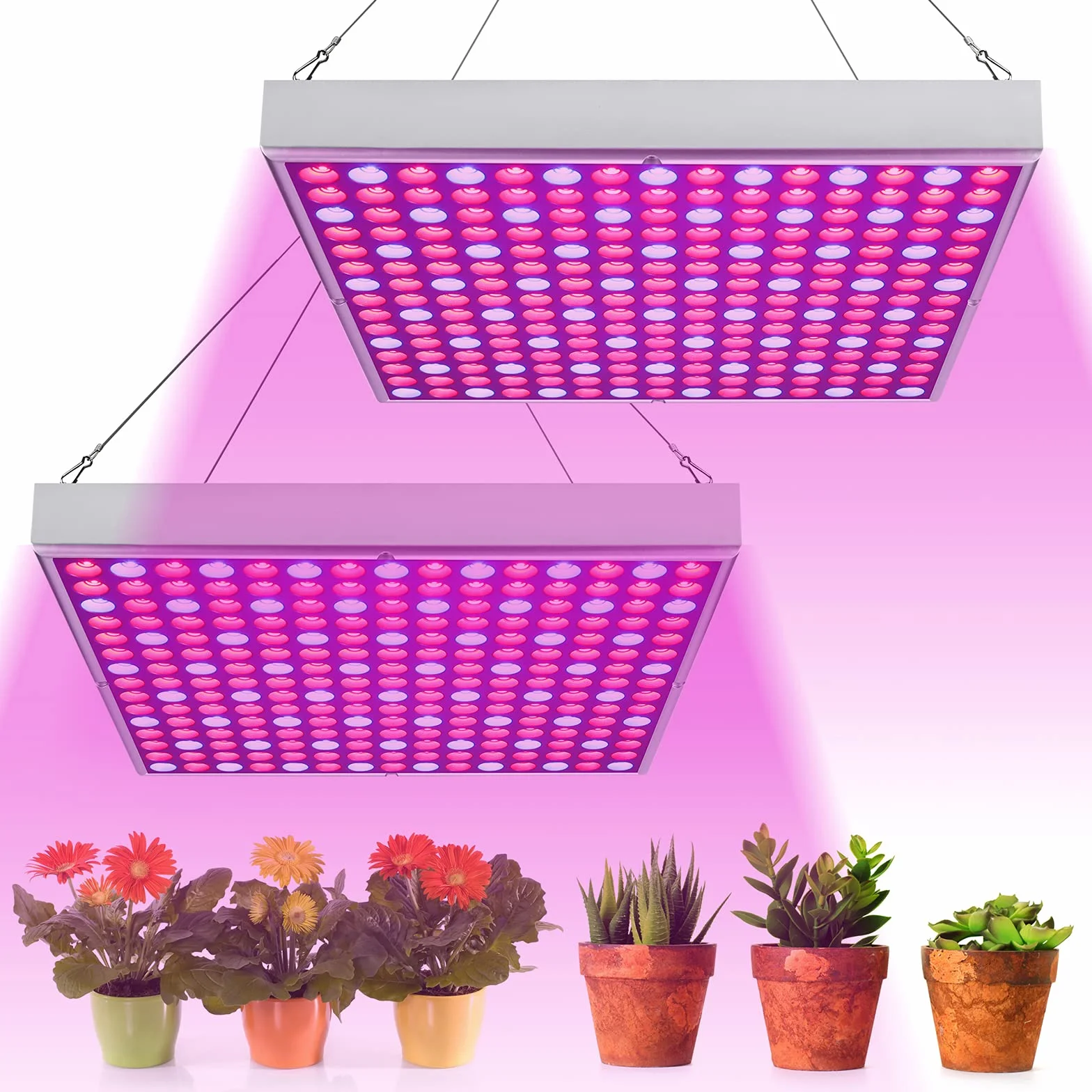 Randaco 2pcs 45W LED Grow Lightà Lampe de Plante Spectre Complet, Lampe Horticole avec 225LEDs Lumière Rouge et Bleue, Lampe de Plante pour Intérieur Hydroponique Germination