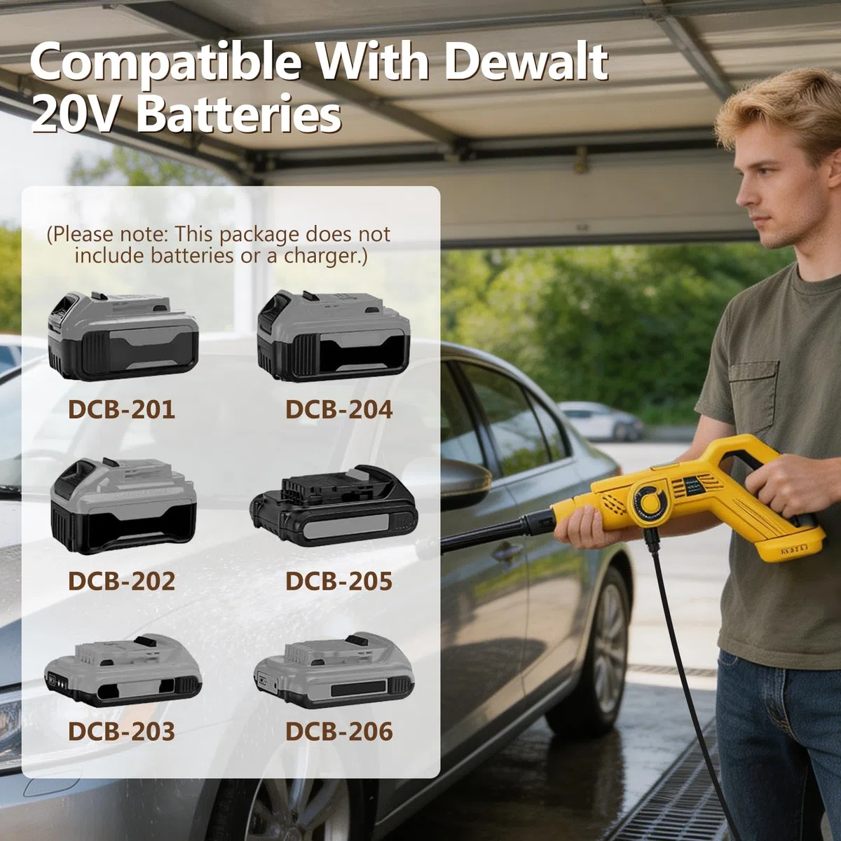 Nettoyeur Haute Pression sans Fil Compatible avec Batterie Dewalt 20V 80Bar | Nettoyeur Portable avec tuyau de 5 m buse 6 en 1 pistolet pour Lavage de Voiture et Nettoyage du Jardin