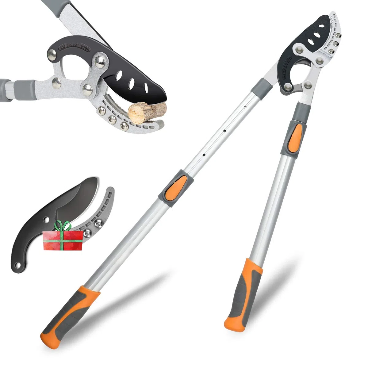 AIRAJ Coupe Branche Telescopique Ébrancheur 70-103CM,Avec Lames de Rechange,Coupe Branches les Plus Epaisses 5CM,Lame en Acier SK-5 et Coupe 6 Positions,Professionnel Coupe Branche