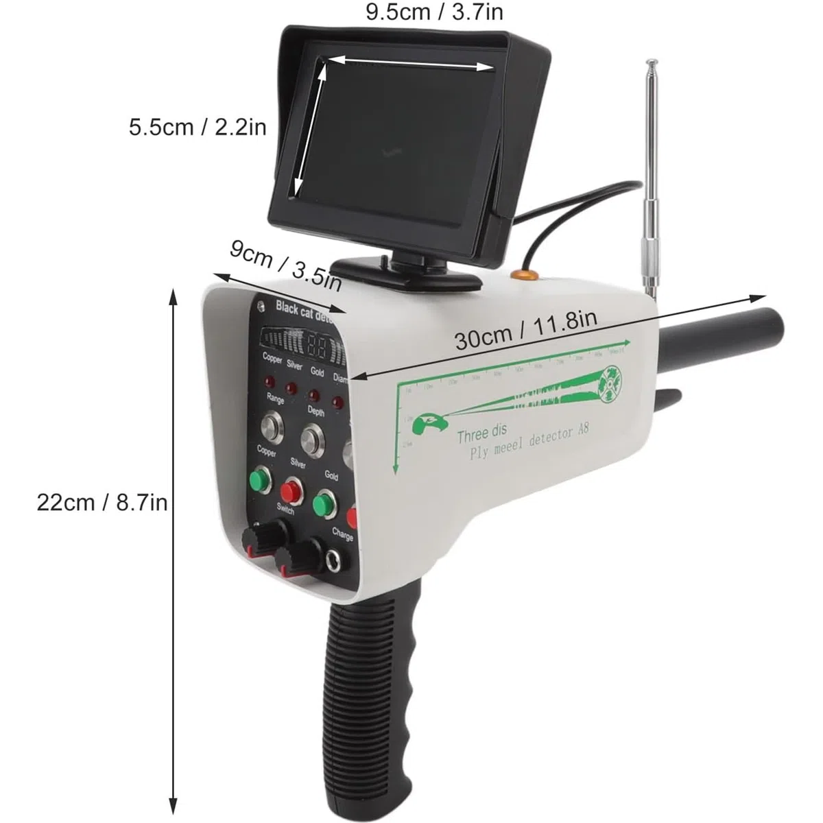 Détecteur de métaux professionnel avec écran LED 3D, scanner portatif pour la chasse au trésor souterraine or, argent, cuivre et identification de l'emplacement