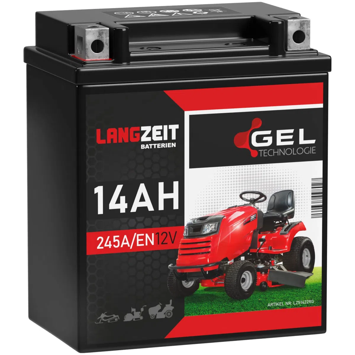 LANGZEIT Batterie Tracteur Tondeuse 12V 14Ah Gel 5929025-01 remplace HTX16