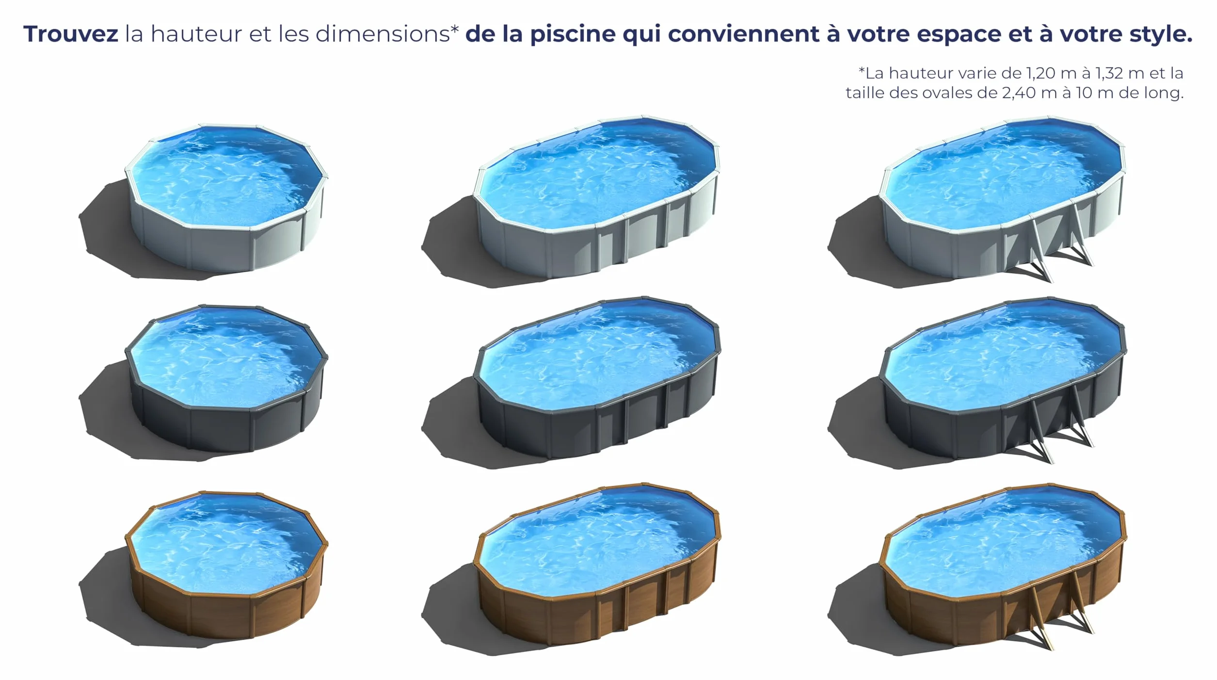Gre KITPR358GY Juni - Piscine Hors-Sol en Acier, Piscine Ronde avec Structure en Acier Gris Anthracite. Piscines Hors-Sol pour Jardin, Ø350 x 132 cm