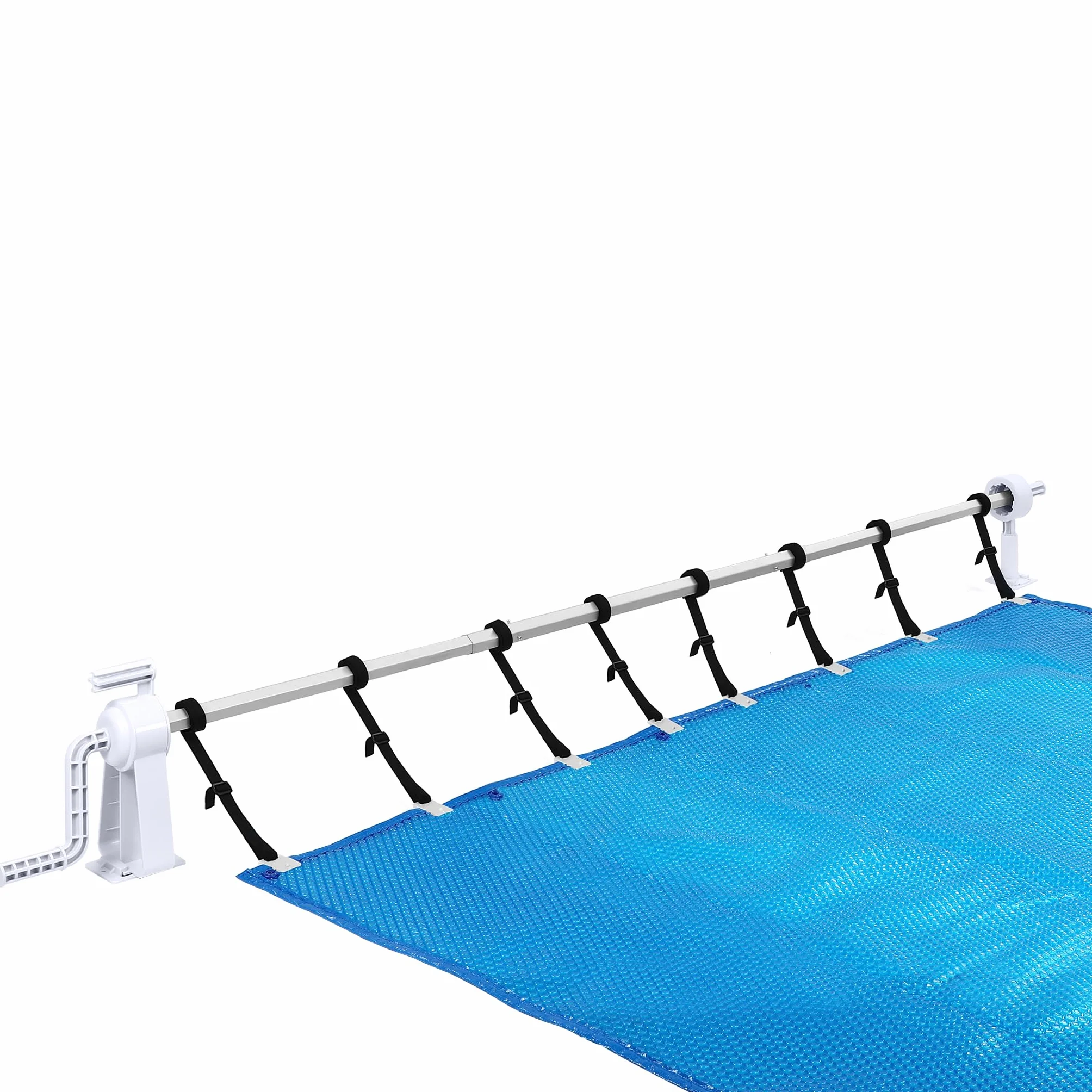 XMTECH Système d'enroulement de piscine - Enrouleur de piscine - Enrouleur de piscine réglable - Tube télescopique en aluminium - Système d'enroulement pour bâche de piscine - Film solaire résistant