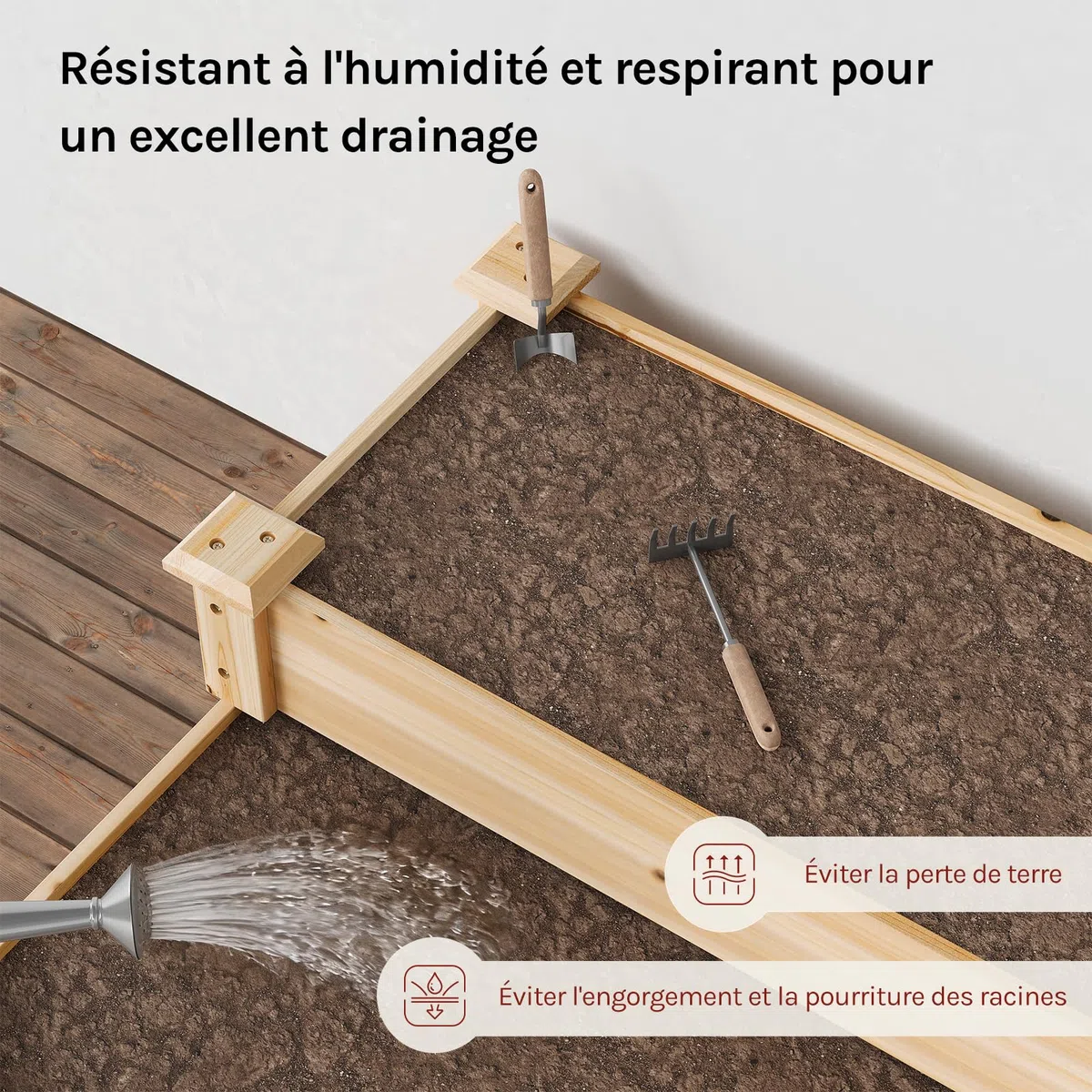WOLTU Carré Potager à 3 Niveaux, Jardinière Surélevée en Bois, Design en Escalier, avec Fond Ouvert, 92x92x35 cm, pour Terrasse, Balcon, Jardin ou Cour