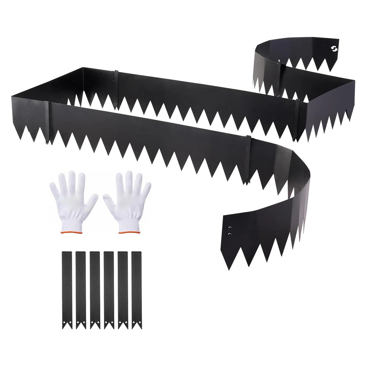 VEVOR Bordure de Jardin Métal 101,6x20,3 cm Bordure de Pelouse Acier Galvanisé Lot de 6 pour Massifs Fleurs, Allées, Délimitation Espace, Aménagement Paysager, Flexible, avec 6 Clips de Fixation, Noir