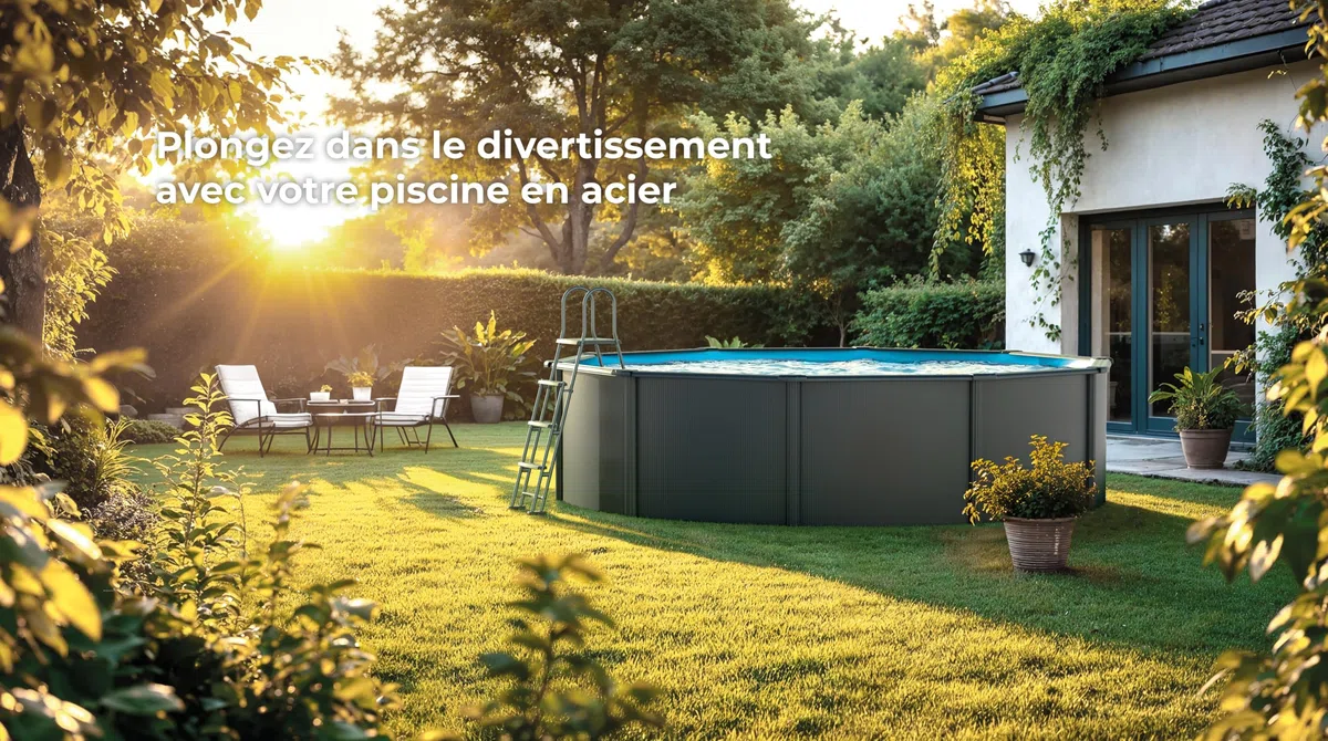 Gre KITPR358GY Juni - Piscine Hors-Sol en Acier, Piscine Ronde avec Structure en Acier Gris Anthracite. Piscines Hors-Sol pour Jardin, Ø350 x 132 cm