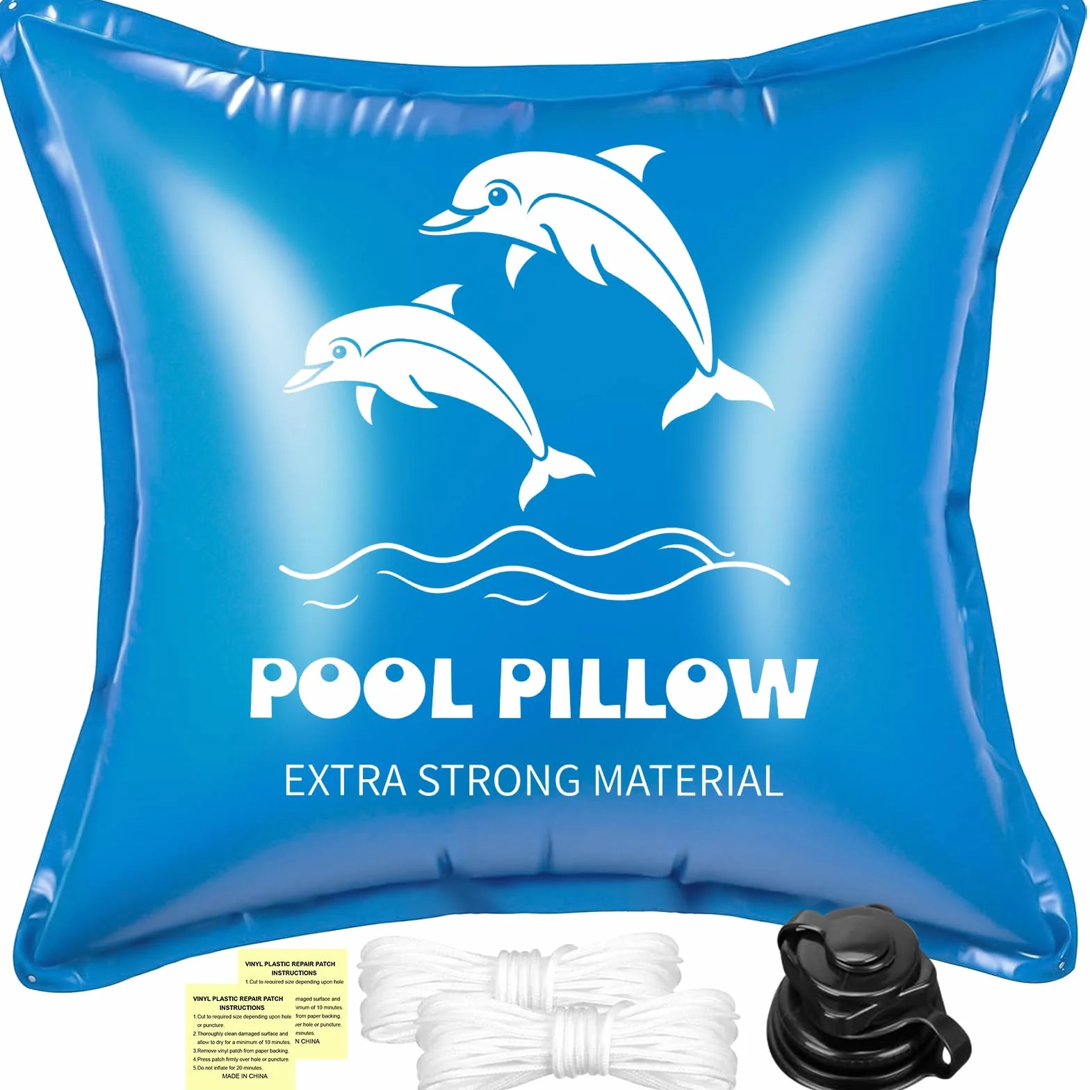 Coussin de Piscine pour l'hiver, XXL 120 x 120 cm Coussin d'air de Piscine, Flotteur Hivernage Piscine, Coussin Piscine Hivernage avec Valve de Sécurité avec Kit de Réparation,Double Couture