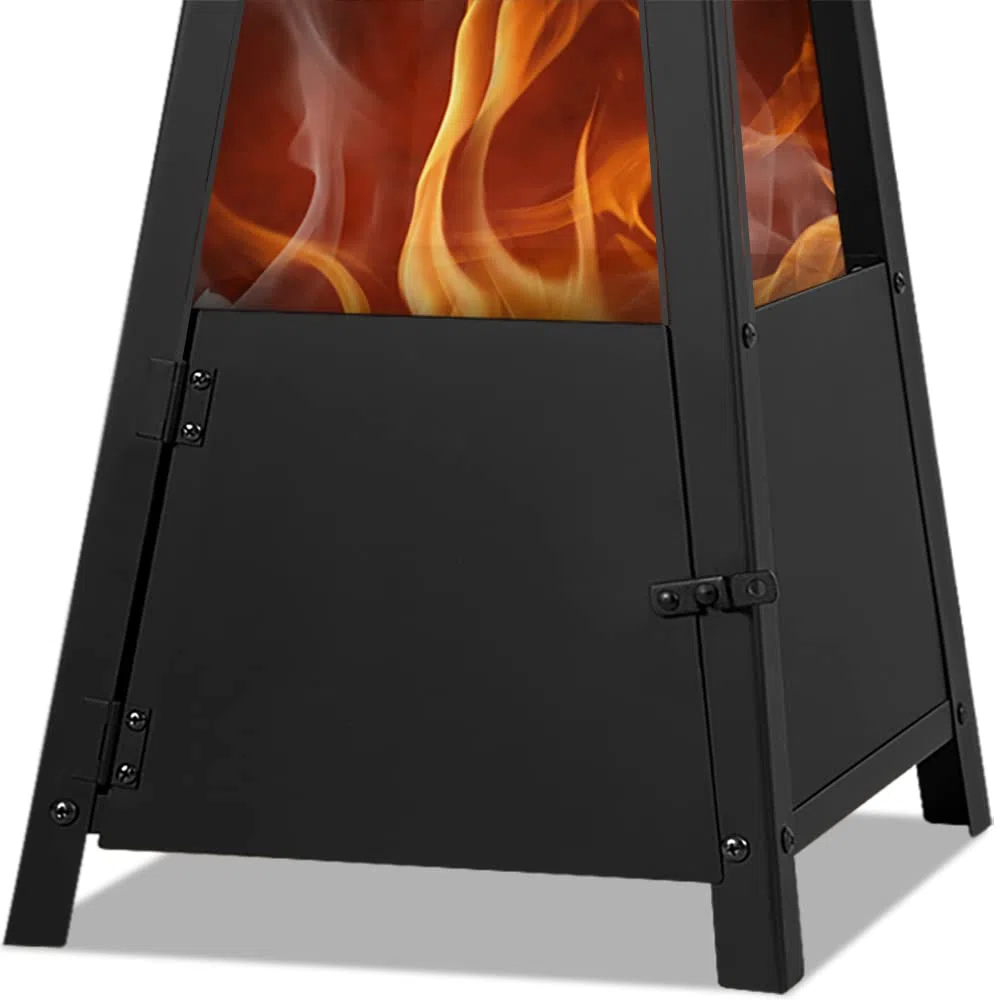 Deuba Brasero de Jardin Pyramide métal avec tisonnier Barbecue Brasier cheminée extérieur