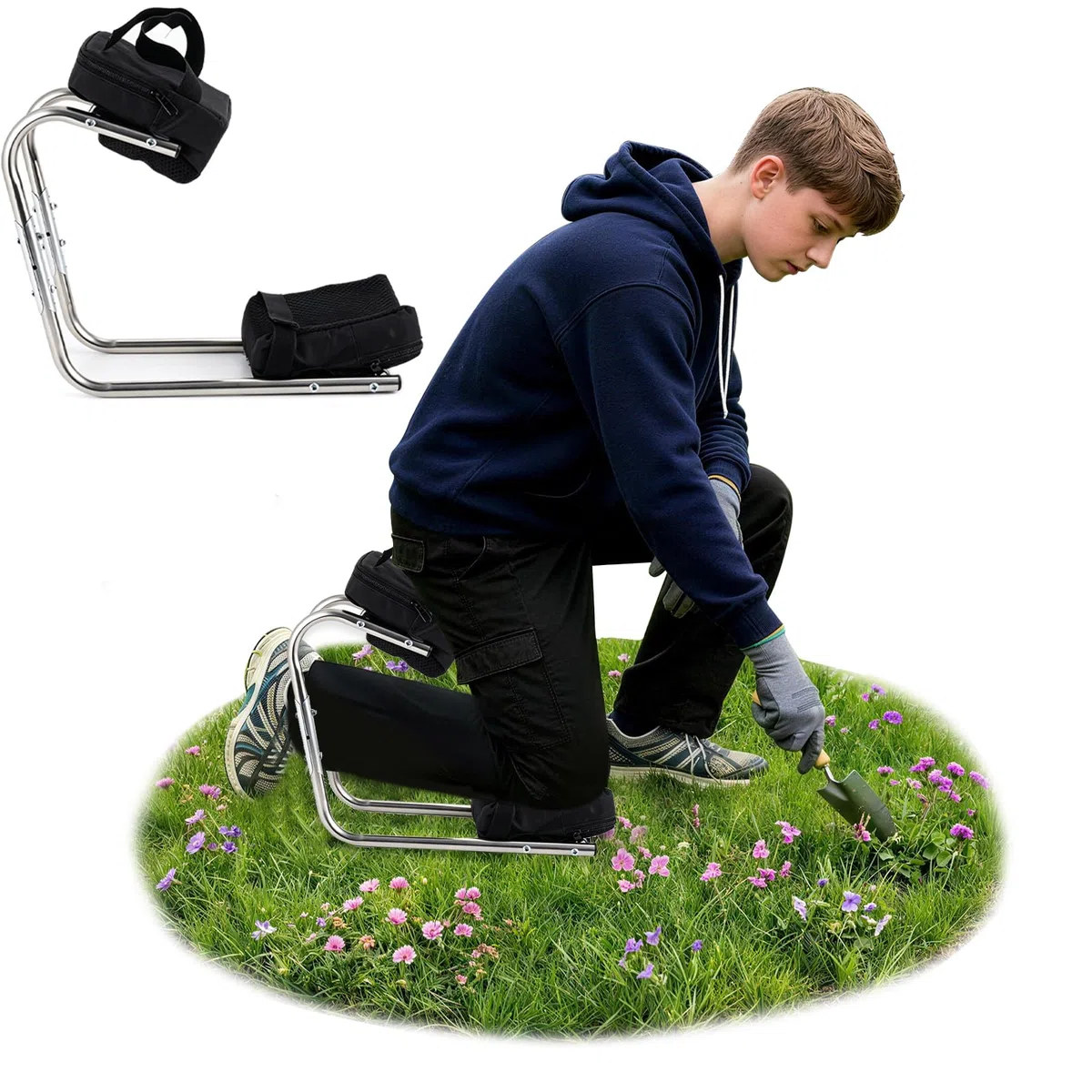 Siège-Genou, Repose-Genoux de Jardin avec Fonction Assise, protège Les Genoux, supporte Jusqu’à 200 kg, idéal pour Le Jardinage, Les travaux de Construction et Les usages Professionnels