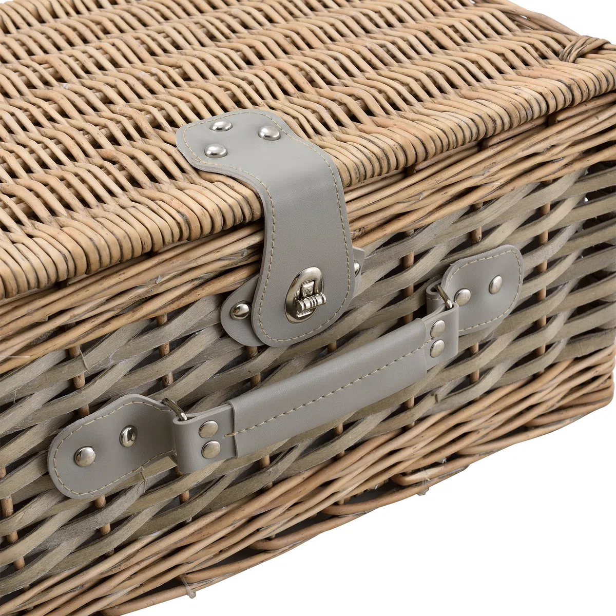 Panier de Pique-Nique pour 4 Personnes INCL. Vaisselle, Couverts, Sac Isotherme et Verres - Gris