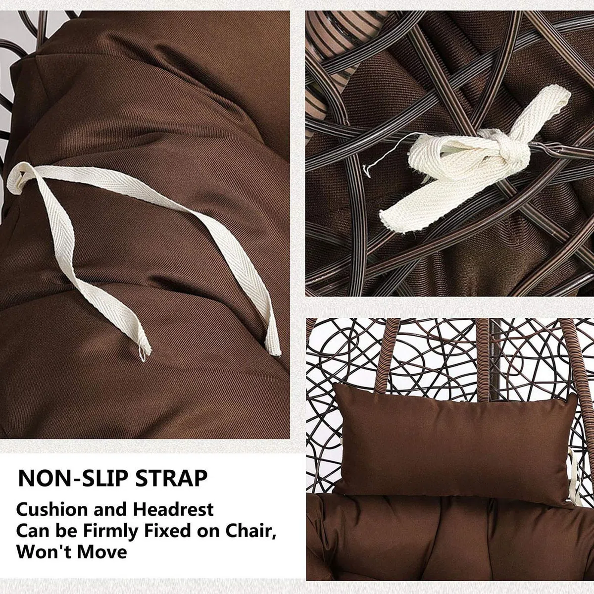 Coussin Rond pour Fauteuil Rotin, éPais Coussin pour Fauteuil Suspendu Exterieur Jardin, Lavable Coussin de Chaise Suspendue, AntidéRapant Coussin pour Hamac Chaise SuspenduBeige