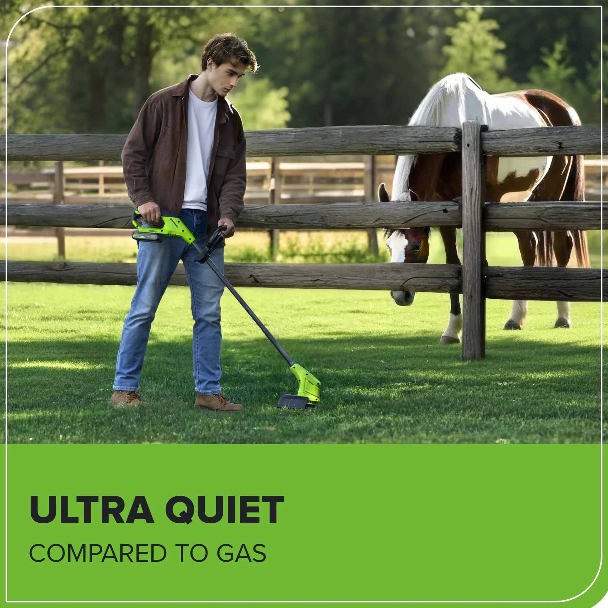 Greenworks 24V Coupe-Bordures sans Fil pour Moyens Jardins, Hauteur réglable, Largeur de Coupe 25 cm, 20 Couteaux Clients Inclus, Batterie 2.0 Ah et Chargeur, Barre de Guidage télescopique réglable